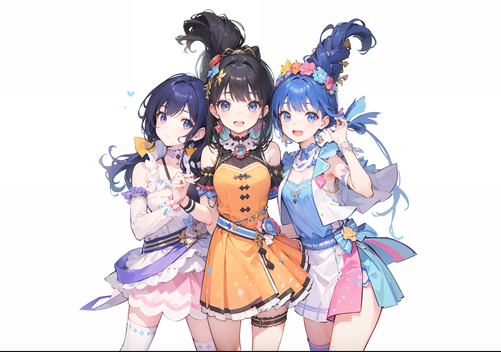 Three girls、(((idol group)))、Audience、Live performance venue、((Masterpieces of the highest quality:1.2))