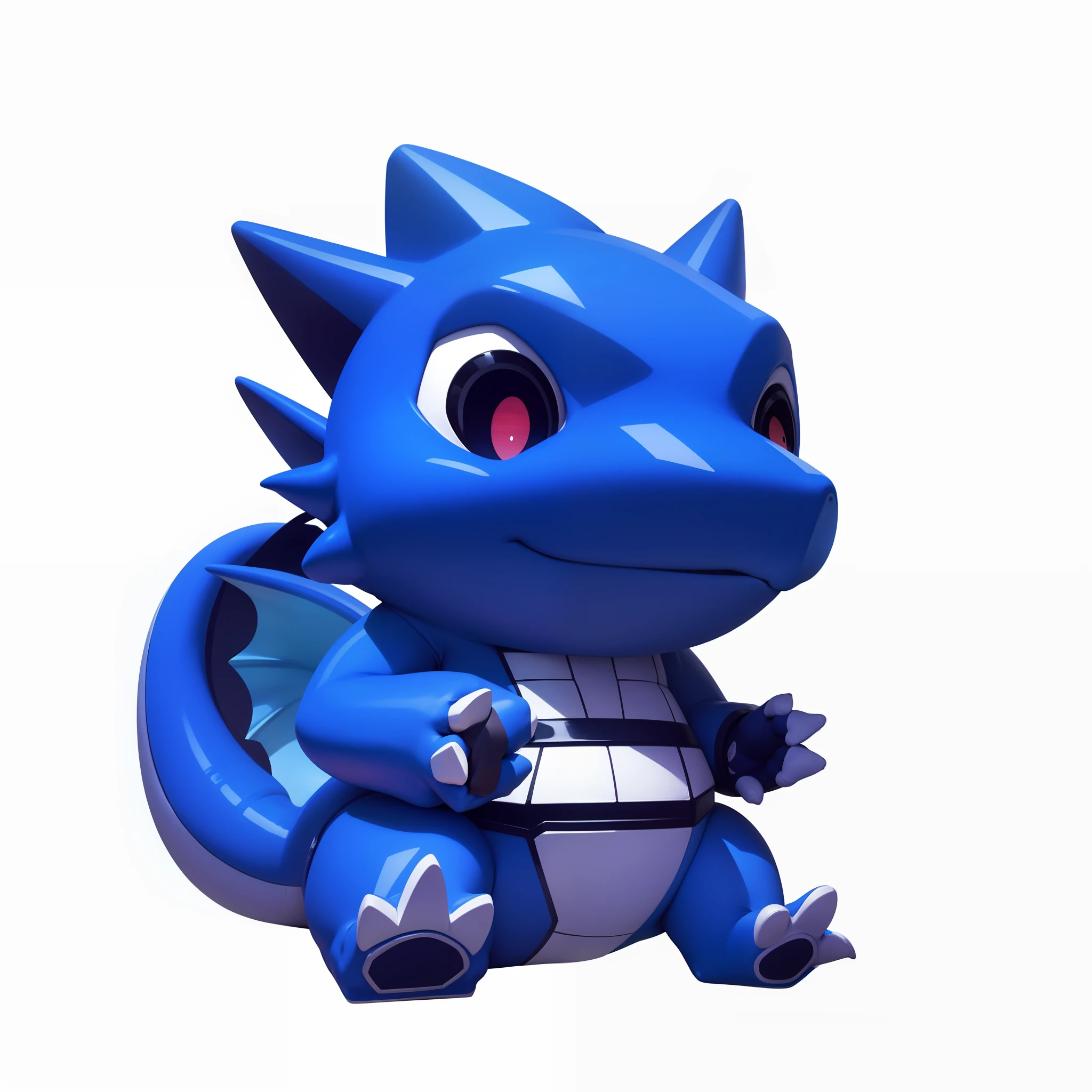 Blue dinosaur without nostrils,Neat white triangular paws
