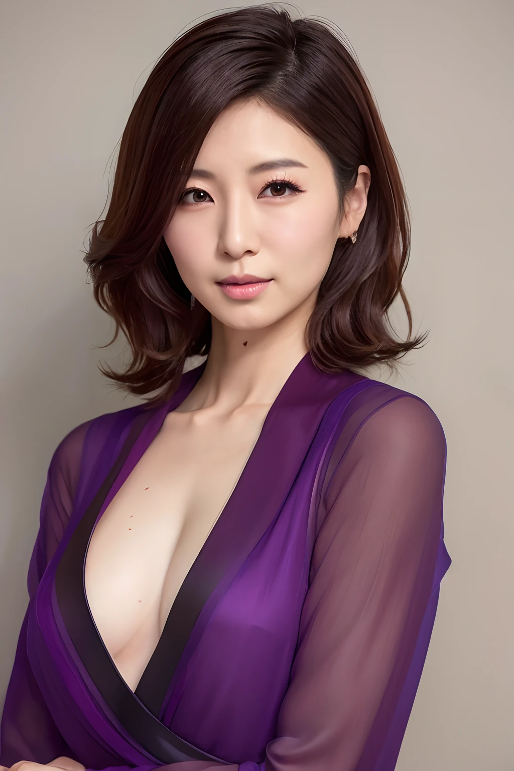 arafed asian woman in a black dress posing for a picture, Japanese Models, elegant japanese woman, Gorgeous young Japan woman, 女優, beautiful japanese female, Light purple clothes with open V chest