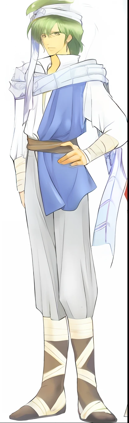 A slightly tall elementary school student is standing with a smile on his face and his mouth open, wearing a white loincloth wrapped around his crotch.。