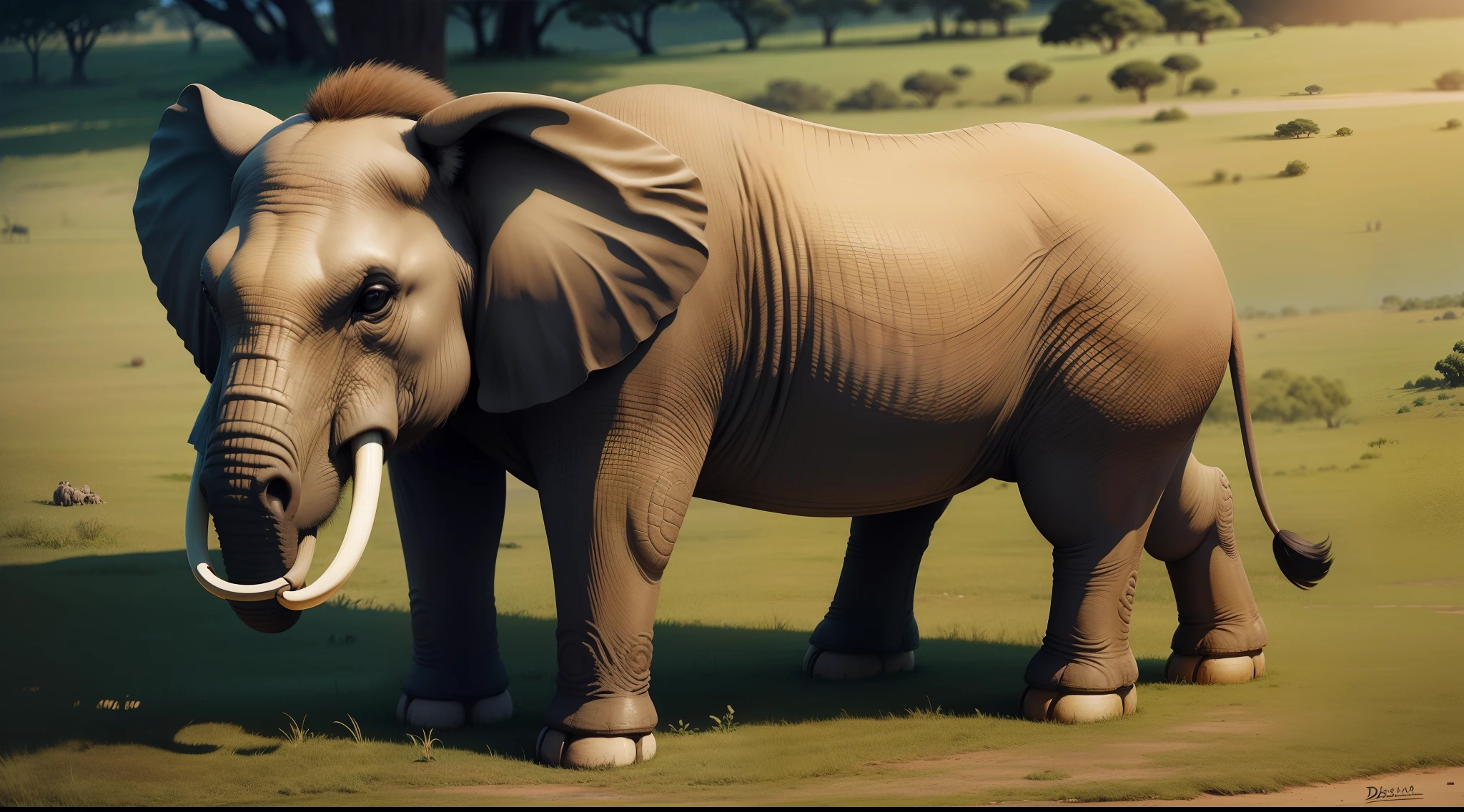 elefante na savana africana, desenho infantil