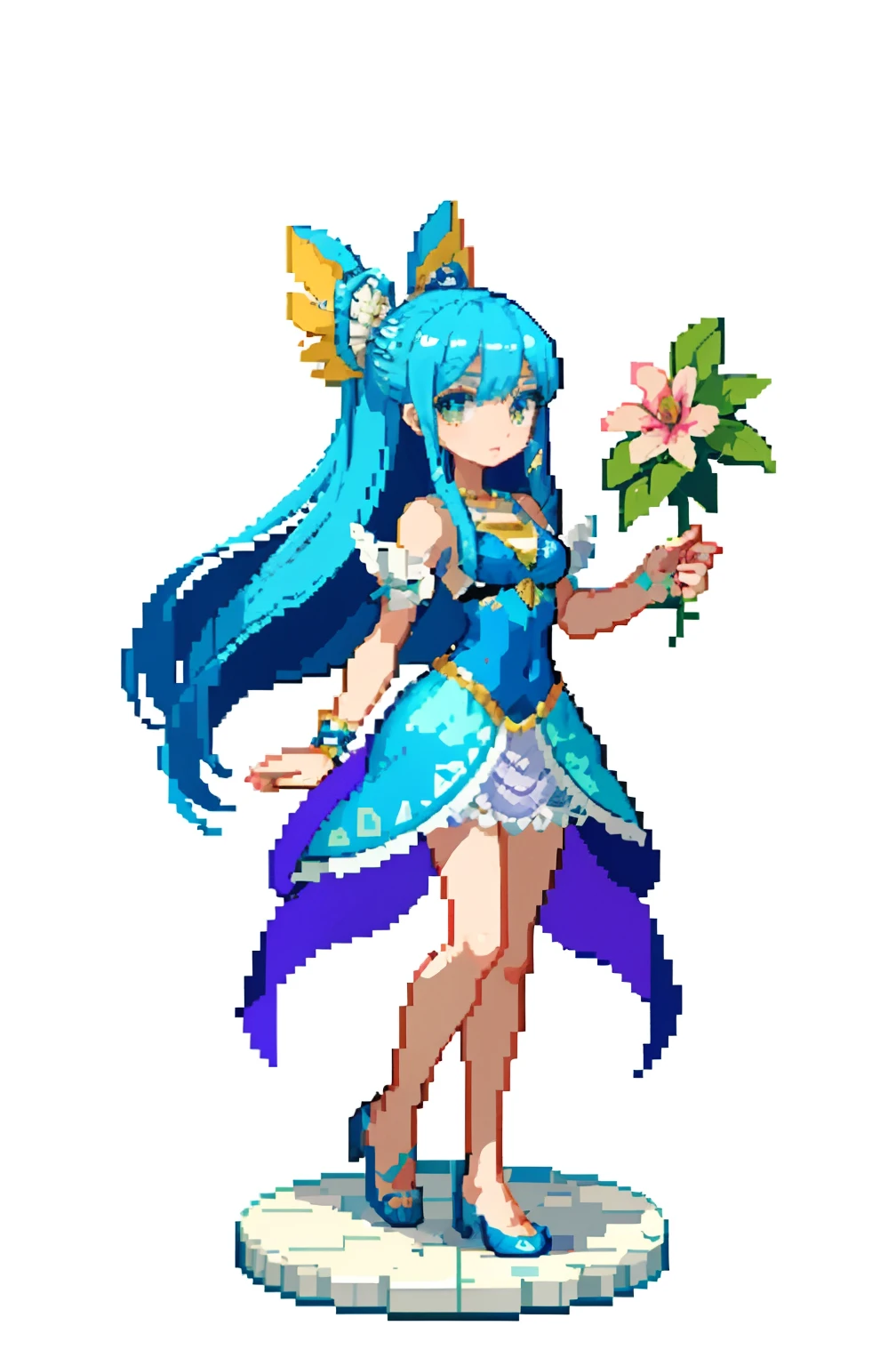 masterpiece, top quality, best quality), pixel,pixel art, 1 girl, winx, flora, fullbody