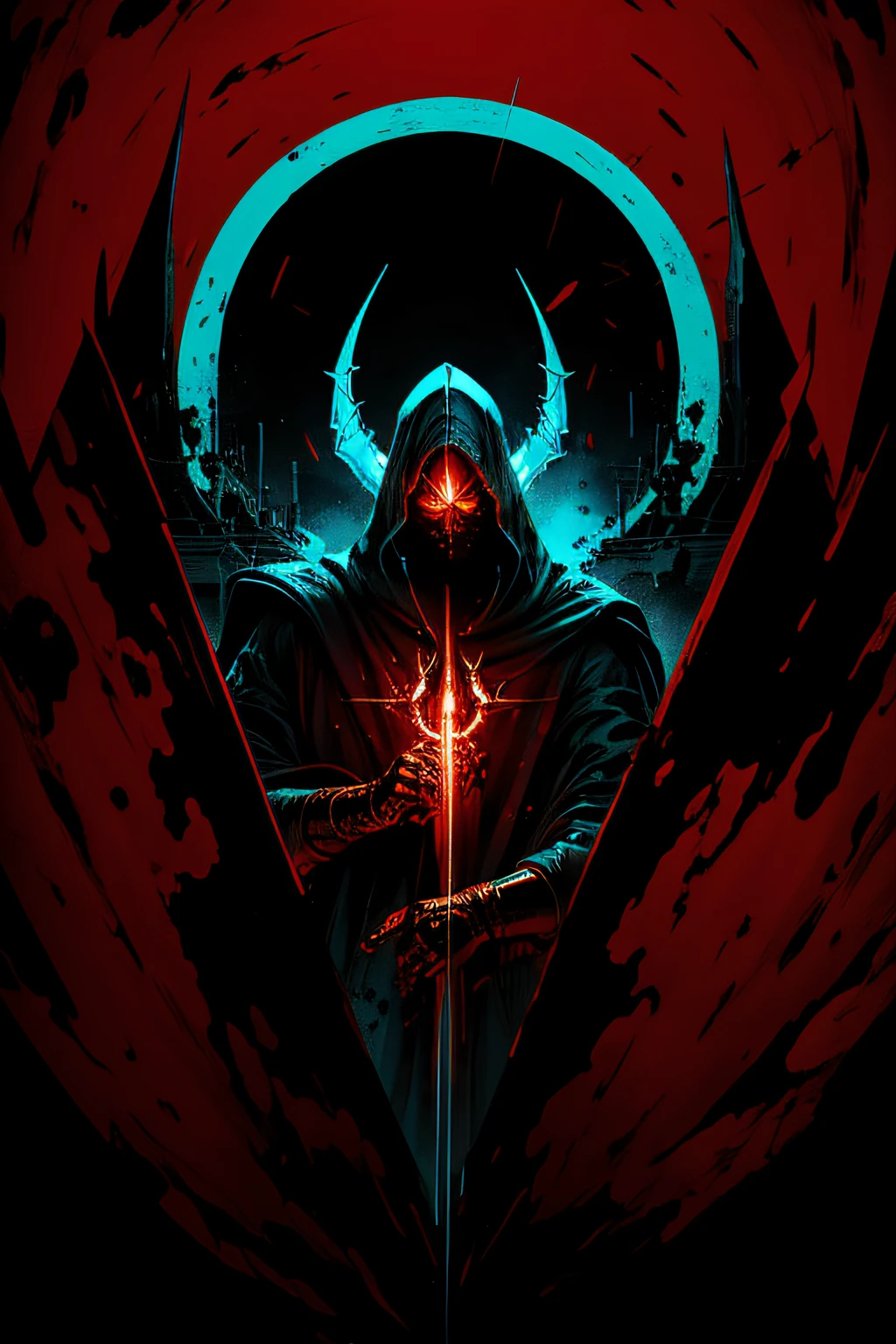 demonio, descending from the sky, asas, icaro, hood over head