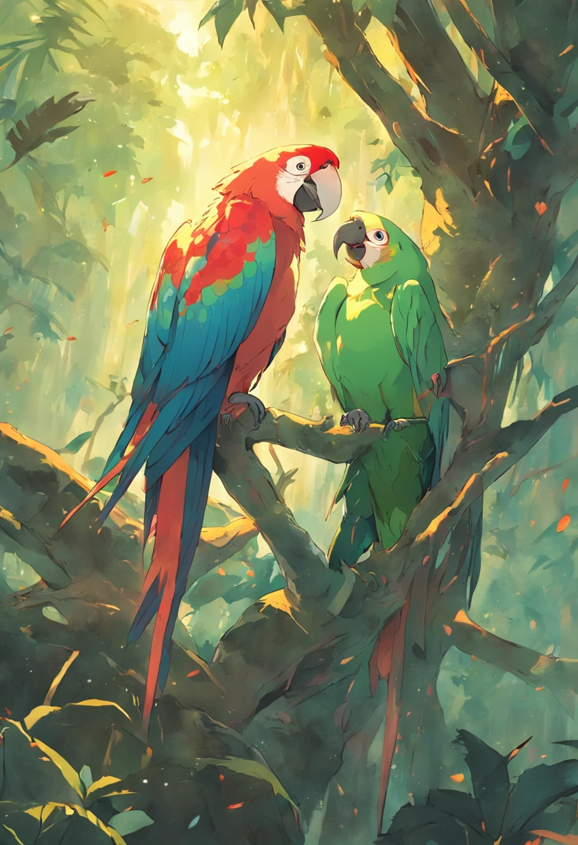 There was a parrot in the tree, papagaio cantando, lindas penas, Pintura SNES