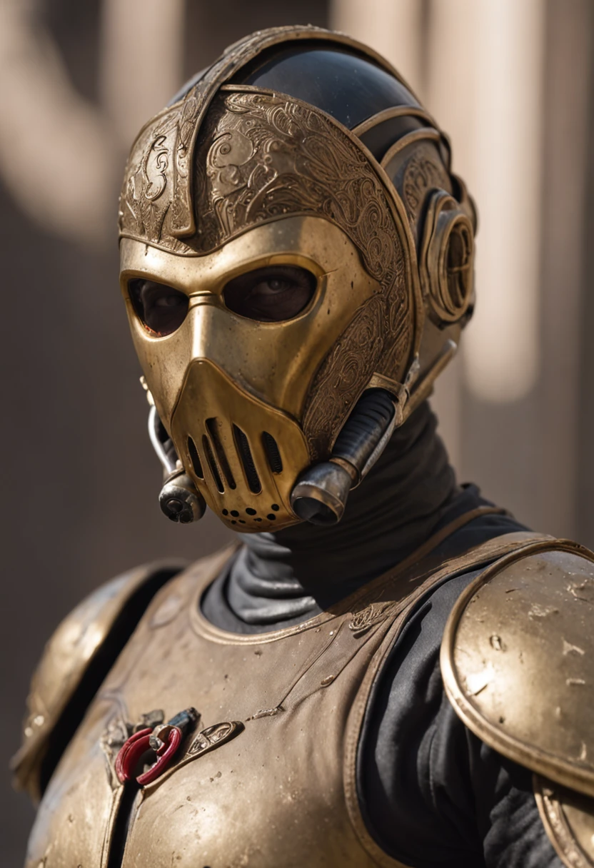 C-3PO as mortal combat character, dressed in mortal combat clothing, (mortal combat clothing:2), (full body image 2)