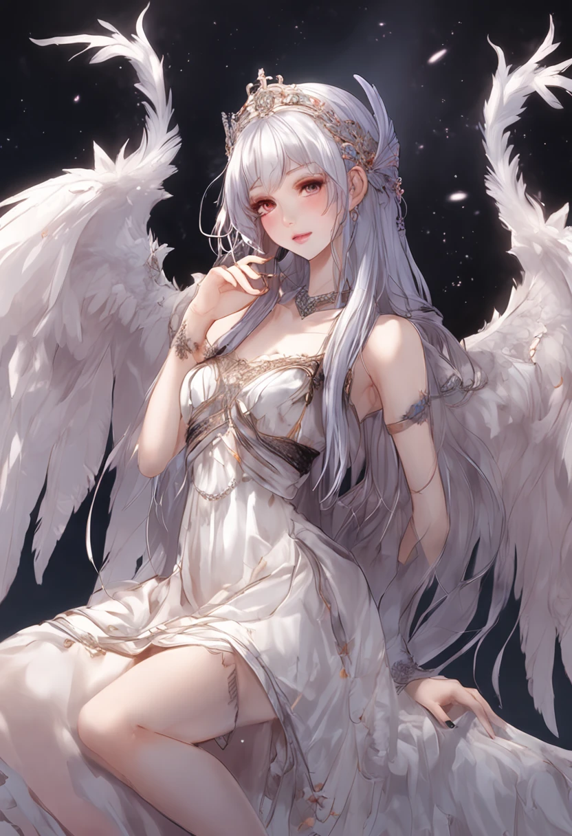 Seductive girl figure、Cute Girl Figure、Realistic Young Gravure Idol Figures、pretty face with arms and legs、Norse goddesses、photo of slim girl model、European girl、black classical dress、Wings of a Black Angel、Wet black-purple long straight hair、pale skin、Red Eyes、Selfie style