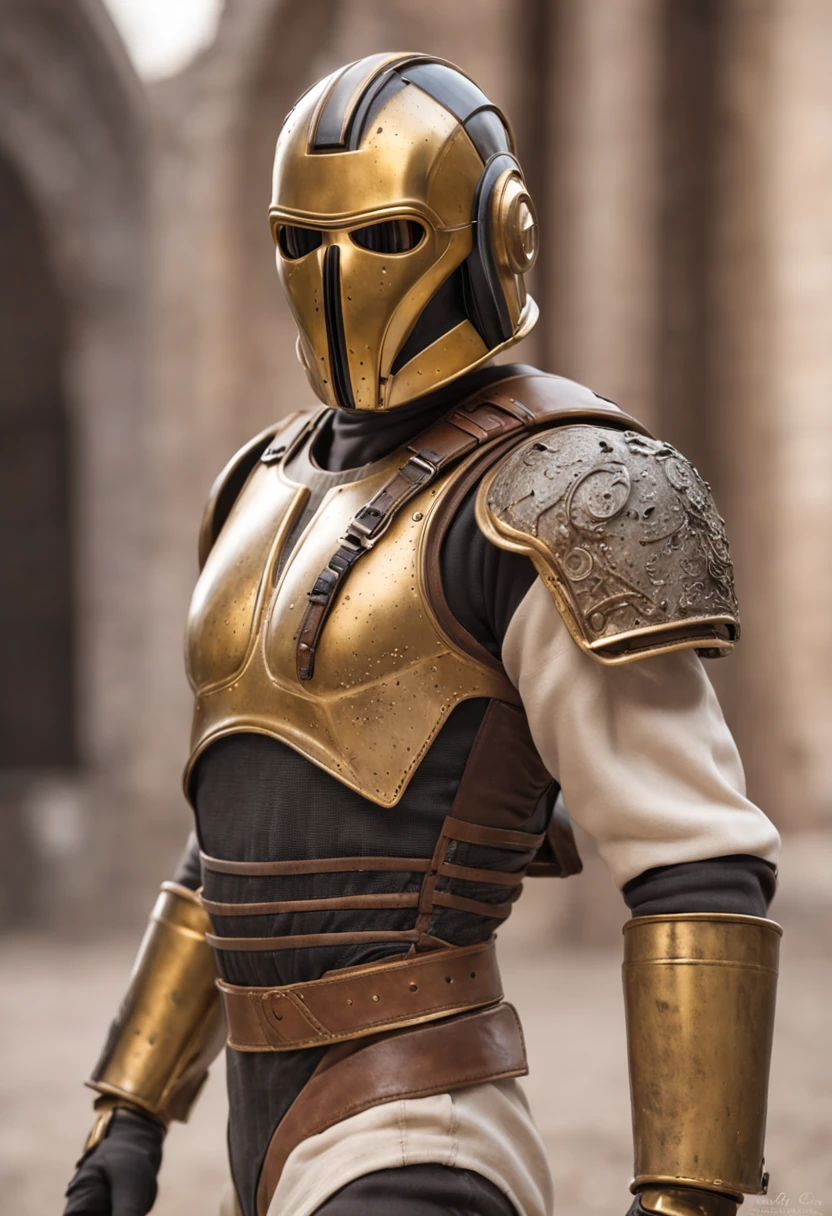 C-3PO as mortal combat character, dressed in mortal combat clothing, (mortal combat clothing:2), (full body image 2)