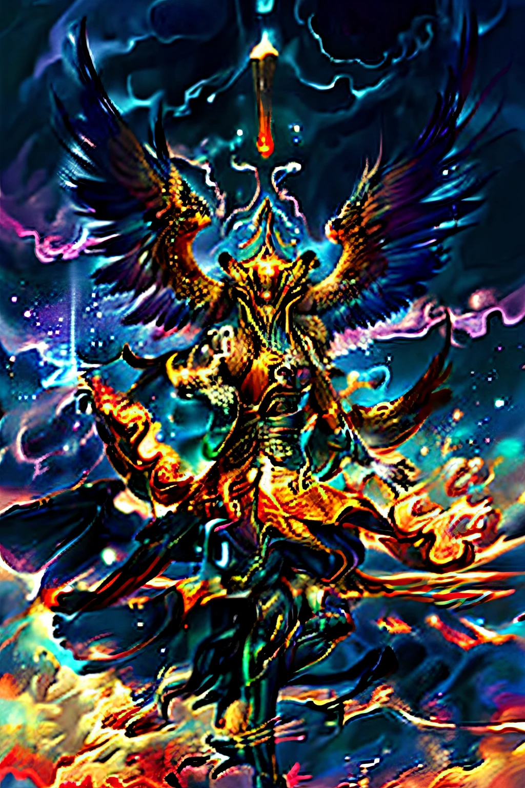 Arafed eagle with a cross on his back flying in the sky, Unreal Motor render Saint Seiya, unreal engine render + uma deusa, Unreal Engine Arte de fantasia, Unreal motor 4k papel de parede, stuning fantasia 3 d render, arcanjo, Unreal Engine 5 Arte Digital, motor irreal', ( ( Motor irreal ) ), dragon flying in sky