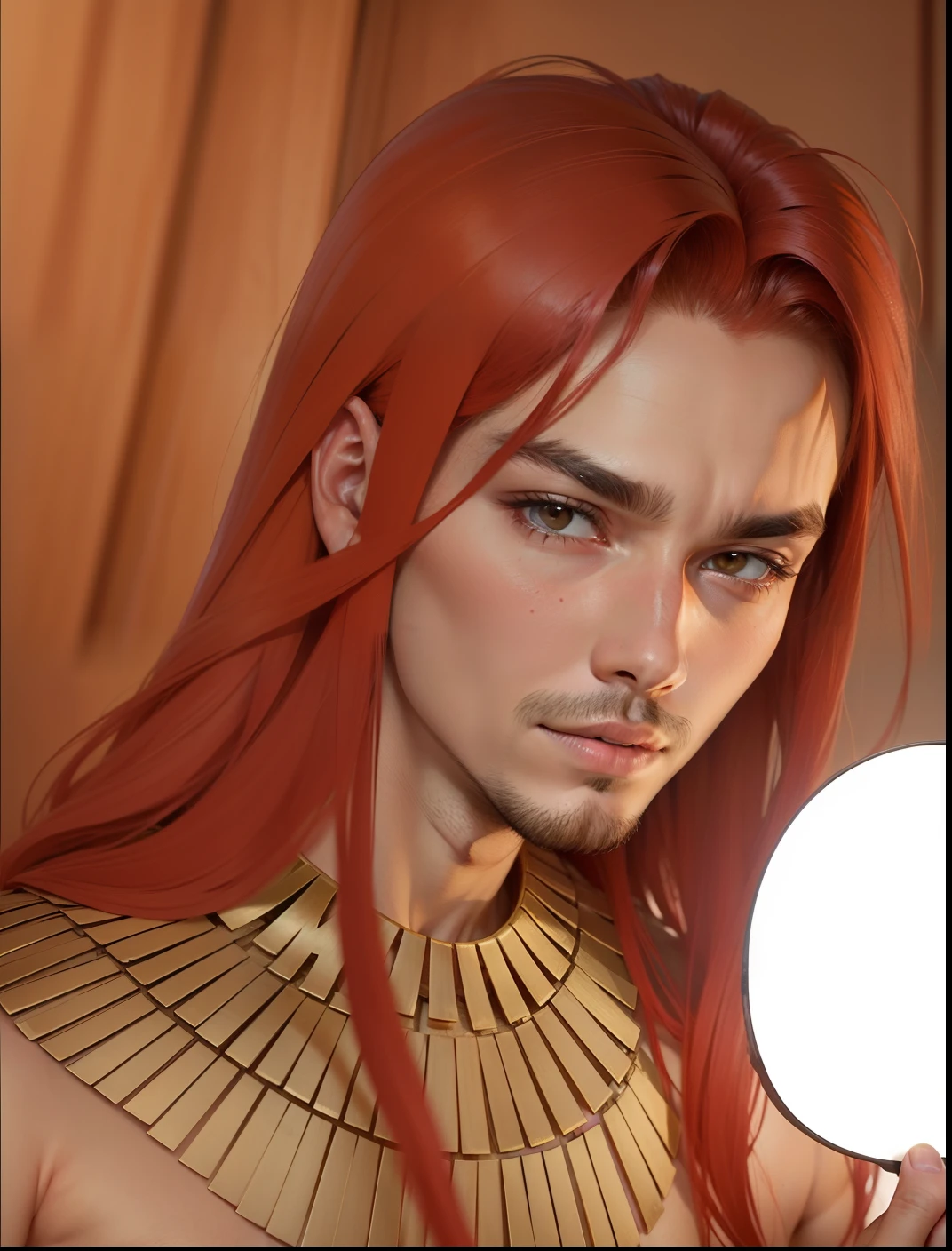 Magnificent man, reddish hair, scarlet hair, muscled body, Muscle man, HD quality, digital art