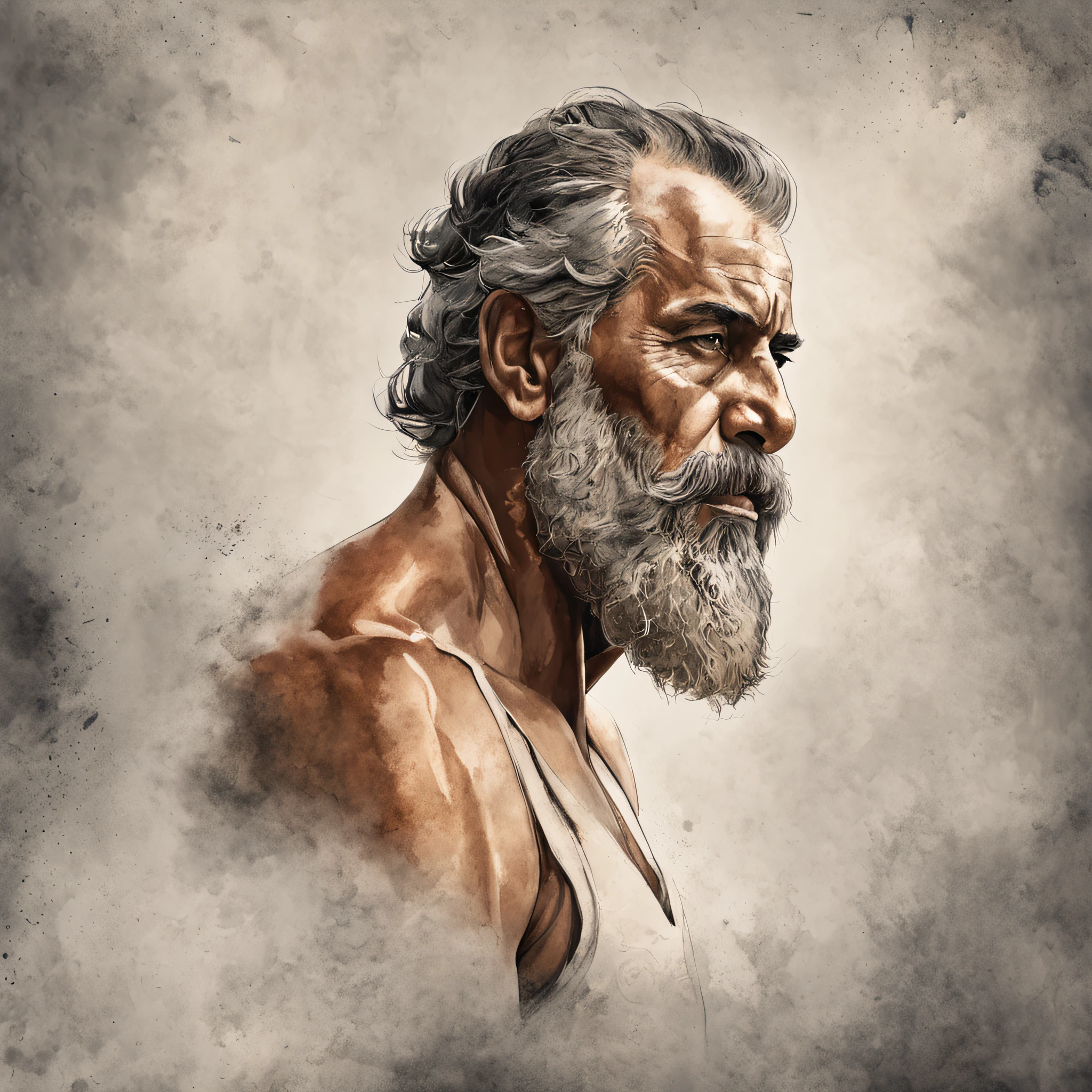 greek statue of philosophy with beard and muscles, cinematic, 8k, dark background, detailed symmetrical realistic face, extremely detailed natural texture, peach fuzz, short hair, masterpiece, absurdities, award-winning photo by lee jeffries, nikon film stock d850 photography, camera kodak portra 400 f1.6 lens, extremely detailed, amazing, fine details, rich colors, realistic hyper realistic texture, dramatic lighting, unrealengine, trending on artstation, cinestill 800 tungsten, looking at viewer, realistic photo, photo RAW , TanvirTamim, high quality, high resolution, sharp focus, extremely detailed, cinematic lighting, 8k uhd,