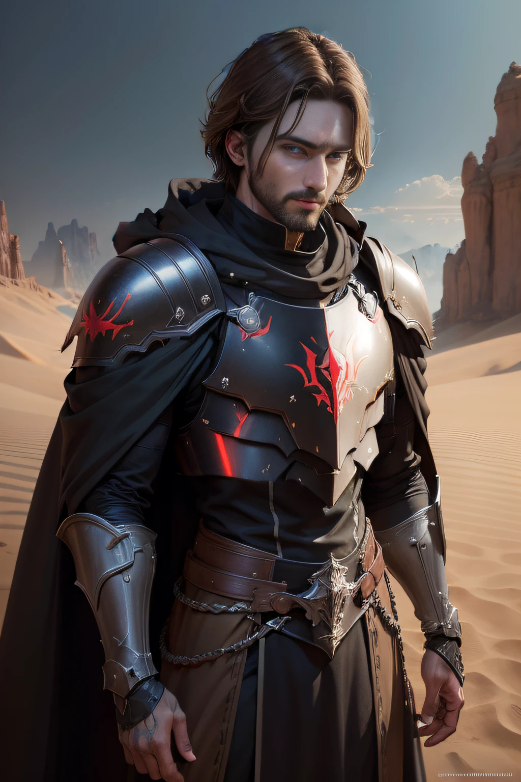 Metallic black and red paladin armor