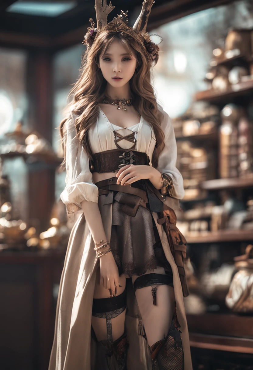 20Year old woman、(hi-top fade:1.3)、dark themed、Muted Tones、Subdued Color、highly contrast、(natural skin textures、Hyper-Realism、Soft light、sharp)、Cute girl figure、Realistic Young Gravure Idol Figure、pretty face with arms and legs、Norse goddesses、photo of slim girl model、European Girl、Golden hair、long、eye glass、Fox ears、Fox tail、Steampunk or witch、witch's hat、long robe、White blouse、plaid skirts、Full Moon Night、Dancing、pretty face with arms and legs、Norse goddesses、a sexy girl、photo of slim girl model、European Girl、Photorealistic perfect body、low angles、Selfie style