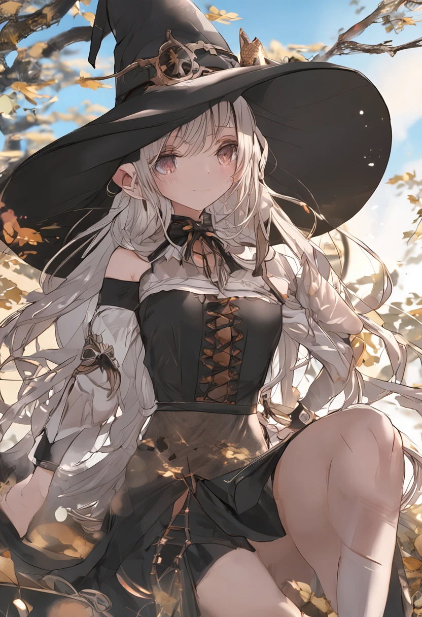 20Year old woman、(hi-top fade:1.3)、dark themed、Muted Tones、Subdued Color、highly contrast、(natural skin textures、Hyper-Realism、Soft light、sharp)、Cute girl figure、Realistic Young Gravure Idol Figure、pretty face with arms and legs、Norse goddesses、photo of slim girl model、European Girl、Golden hair、long、eye glass、Fox ears、Fox tail、Steampunk or witch、witch's hat、long robe、White blouse、plaid skirts、Full Moon Night、Dancing、pretty face with arms and legs、Norse goddesses、a sexy girl、photo of slim girl model、European Girl、Photorealistic perfect body、low angles、Selfie style