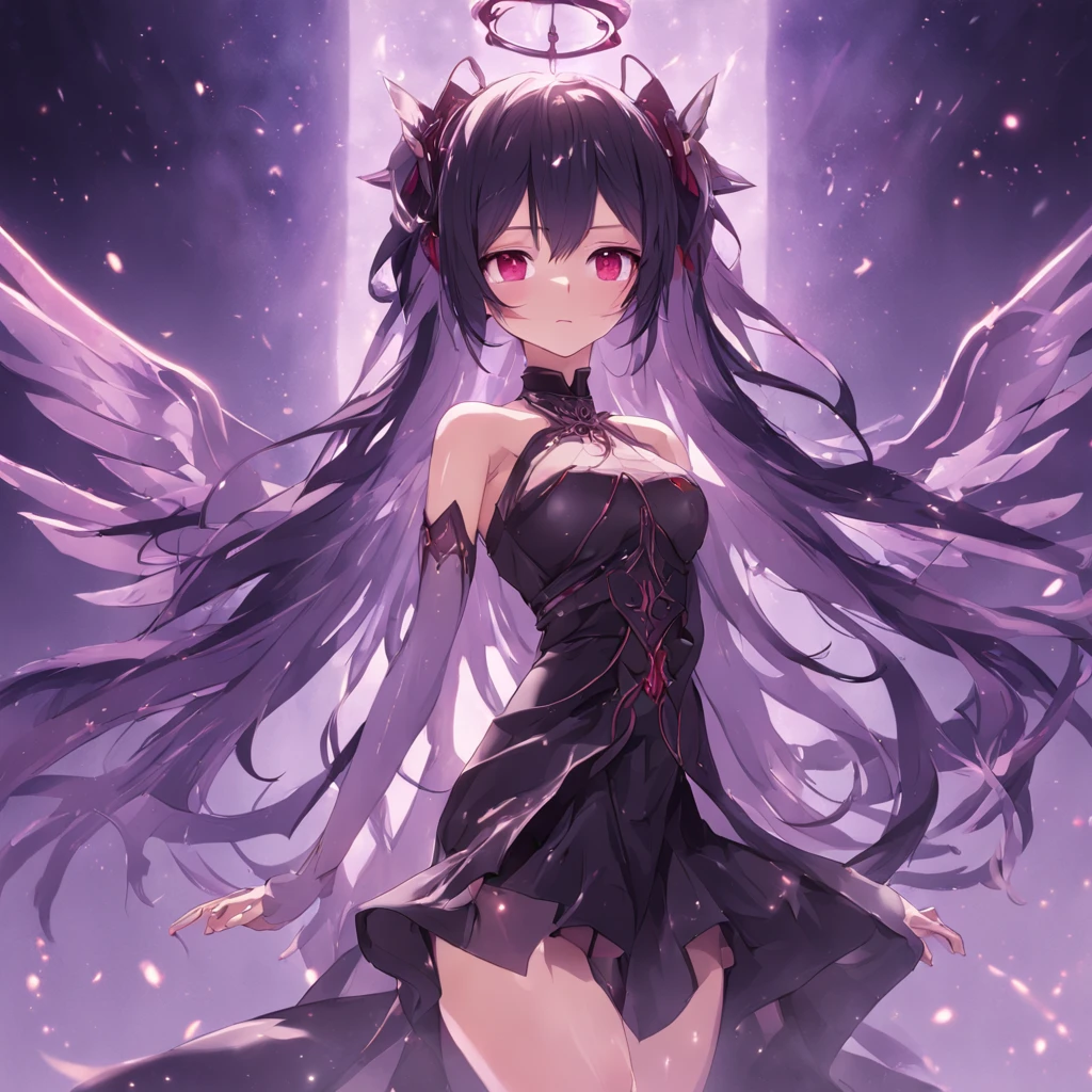 The figure of a seductive girl、Cute girl figure、Realistic Young Gravure Idol、pretty face with arms and legs、Norse goddesses、photo of slim girl model、European Girl、black classical dress、Wings of a Black Angel、Wet black-purple long straight hair、pale skin、Red Eyes、Selfie style