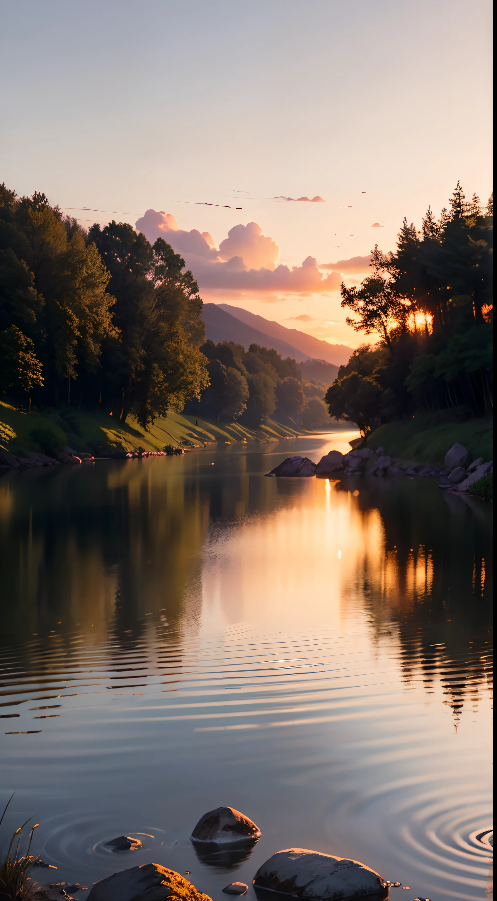 Imagine a beautiful landscape at dusk, avec sereine, calm rivers reflecting the vibrant colors of the sunset. The sky is painted in shades of orange, rose et violet, Creating a celestial show. Les eaux coulent doucement, forming a backdrop of peace and tranquility. Dans ce paysage, you feel God's presence in a deep and comforting way. Rivers symbolize life and purification, and the presence of God is felt in the flowing waters. It is as if the divine presence itself is present in every drop of water., Donner vie, Healing, et le renouveau spirituel. The magnificent beauty of the sunset reflected in the waters of the rivers testifies to divine greatness and power. It reminds us of God's creativity, that paints the sky with the most beautiful colors and transforms the landscape into a real spectacle. It is a scene that invites us to contemplate the divine art, marvel at its greatness and connect with the Sacred. en outre, the calm and serenity of the rivers invite us to a deeper communion with God. The softness of the waters and the tranquility of the environment allow us to feel his presence and hear his voice in the midst of silence.. It is a sacred time to connect with the divine, to find inner peace, et de fortifier la foi. In this landscape of the sunset with the presence of God in the rivers, We can feel love, the peace and spiritual renewal it offers us. This is the time to give thanks for God's creation, pour trouver du confort, and to remember that God is always present, Guide and bless us on our journey.