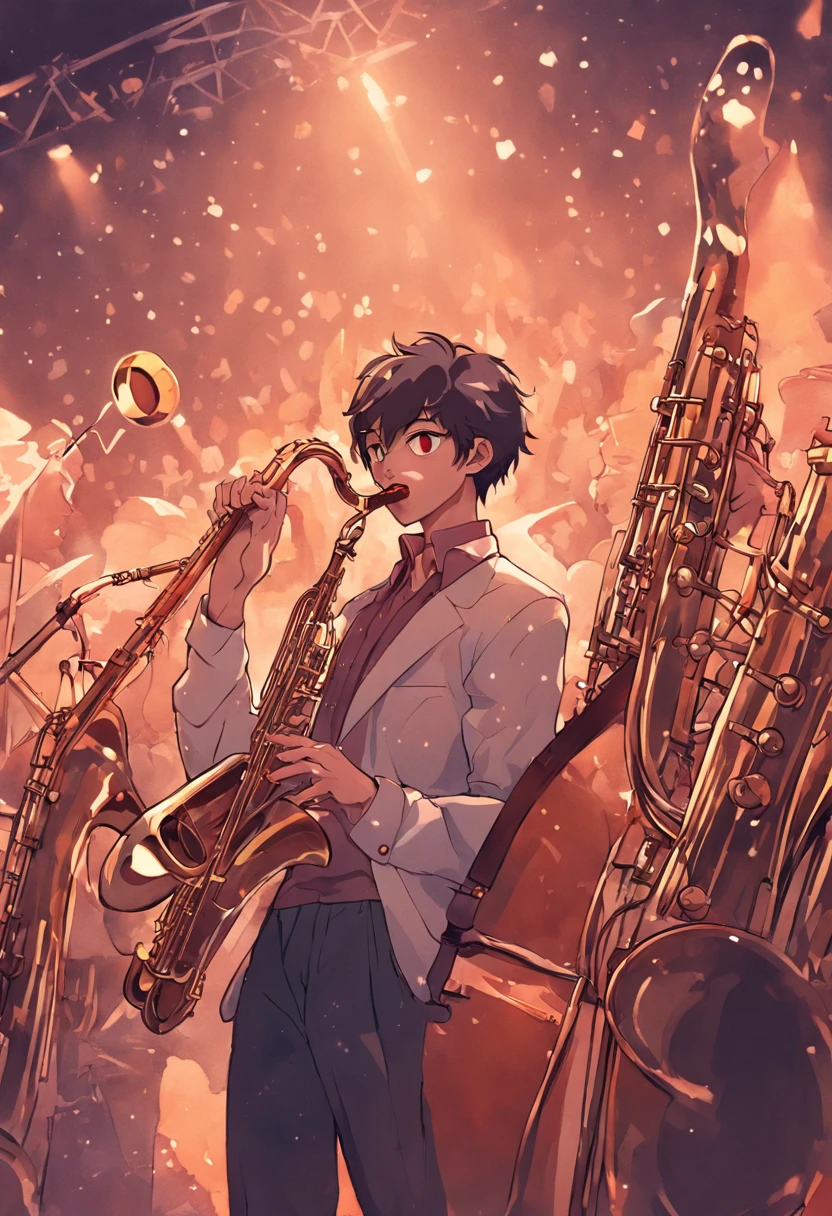 um grupo de instrumentoos musicais, incluindo um saxofone, trombeta, e um tambor, instrumentoos musicais, bandaa tocando instrumentoos, instrumento, instrumentoos musicais, Instrumento musical, Novos instrumentoos musicais, Instrumentos, um instrumentoo, banda, jazz, instrumentoos brilhantes e brilhantes, musicians, music theme, musician, 3 jazz musicians, bandaa tocando, musicians playing instruments, music festival, Jazzy, instrumentoo de vida, pintura SNES