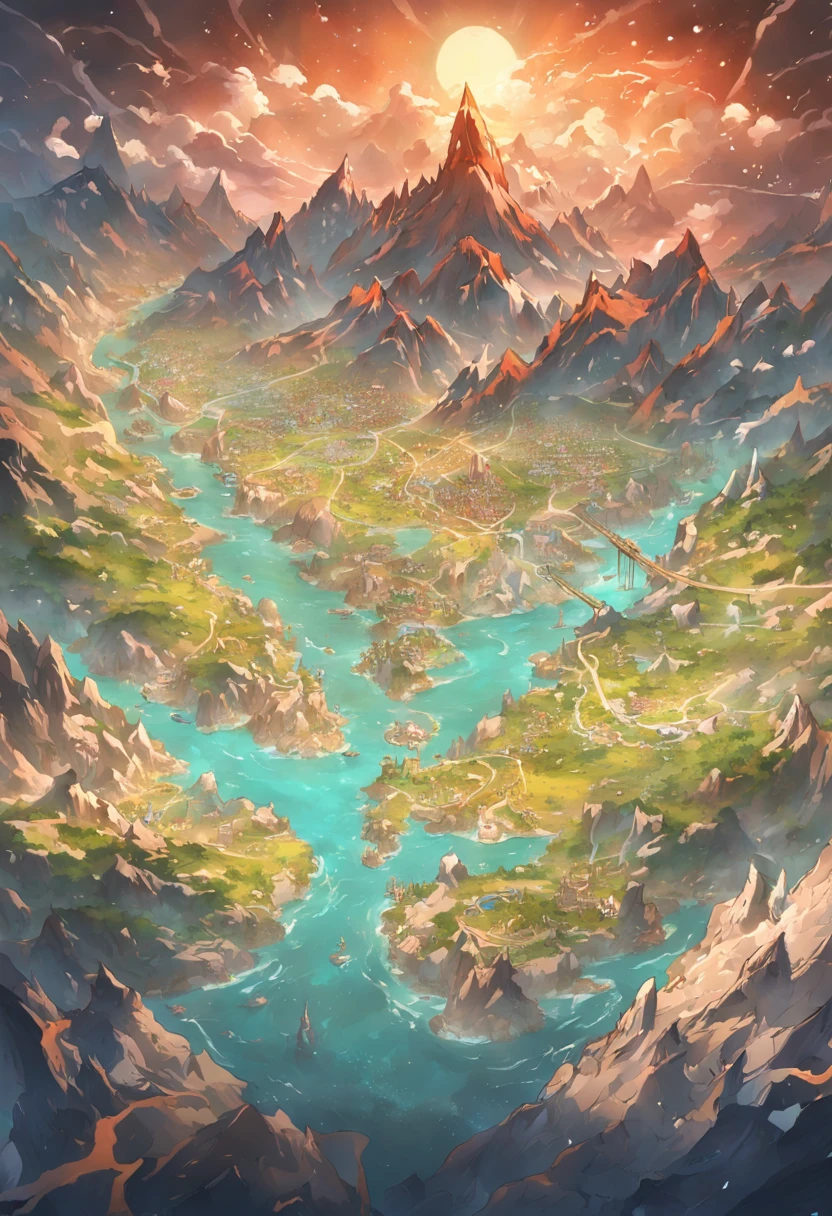 World map、Otherworld map、Kingdom map、Otherworldly adventures、Mountains and rivers、k hd、meticuloso
