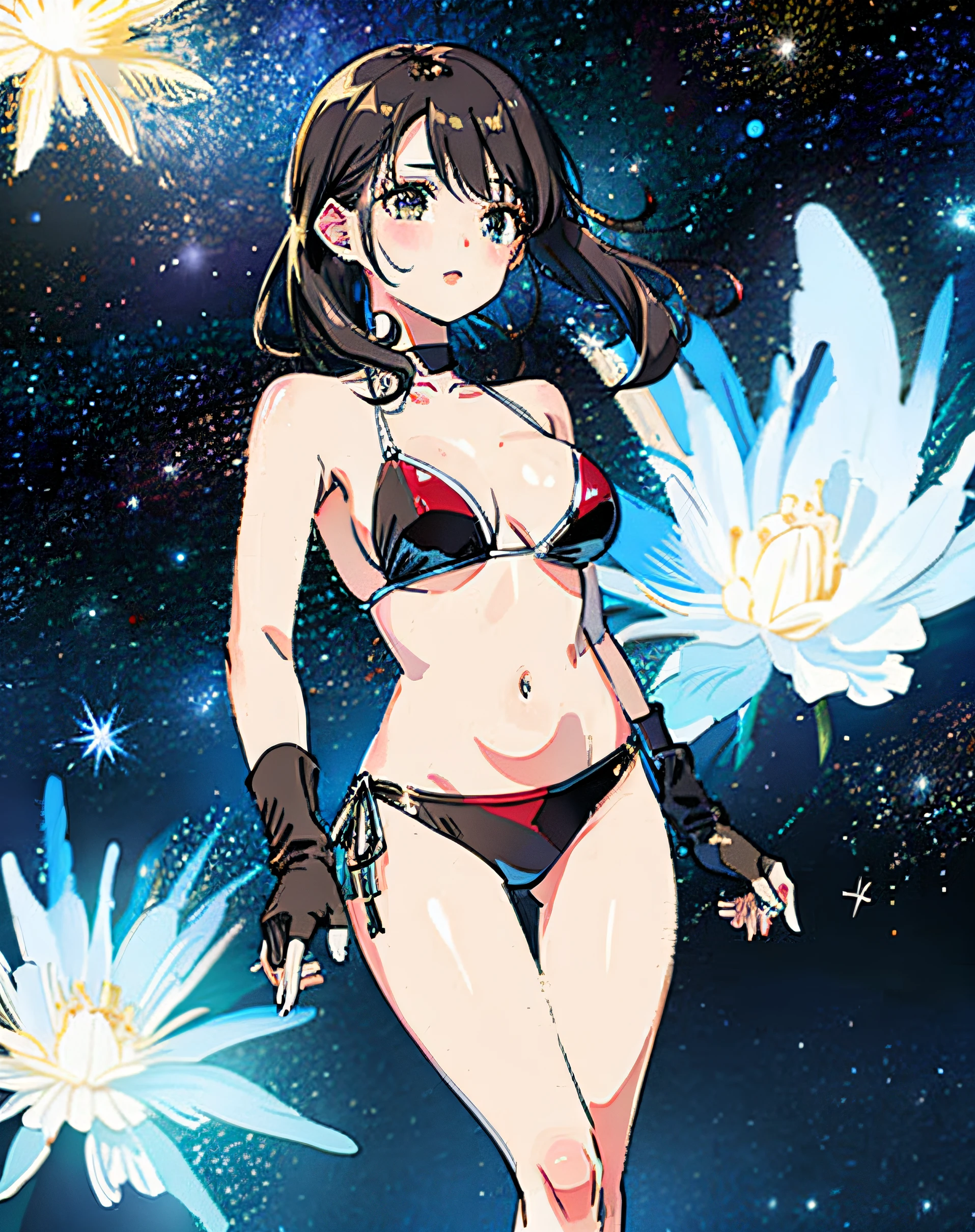 Bikini girl in beautiful space