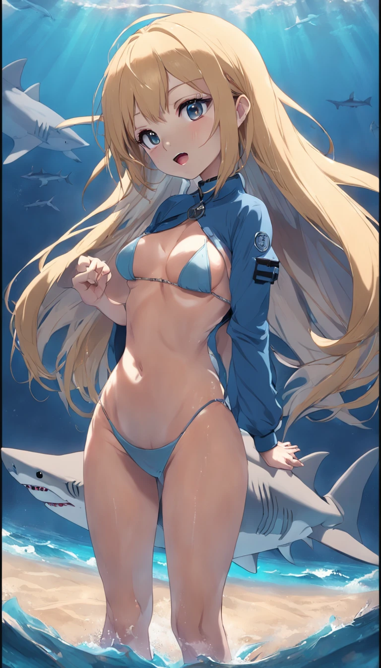 Shark ride、The bikini、a blond、Mare、vague。Rin々Right