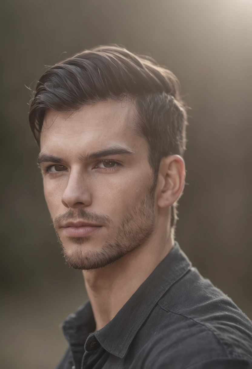 homem meia idade, cabelos curto preto, olhando pro horizonte, NOT BEARD