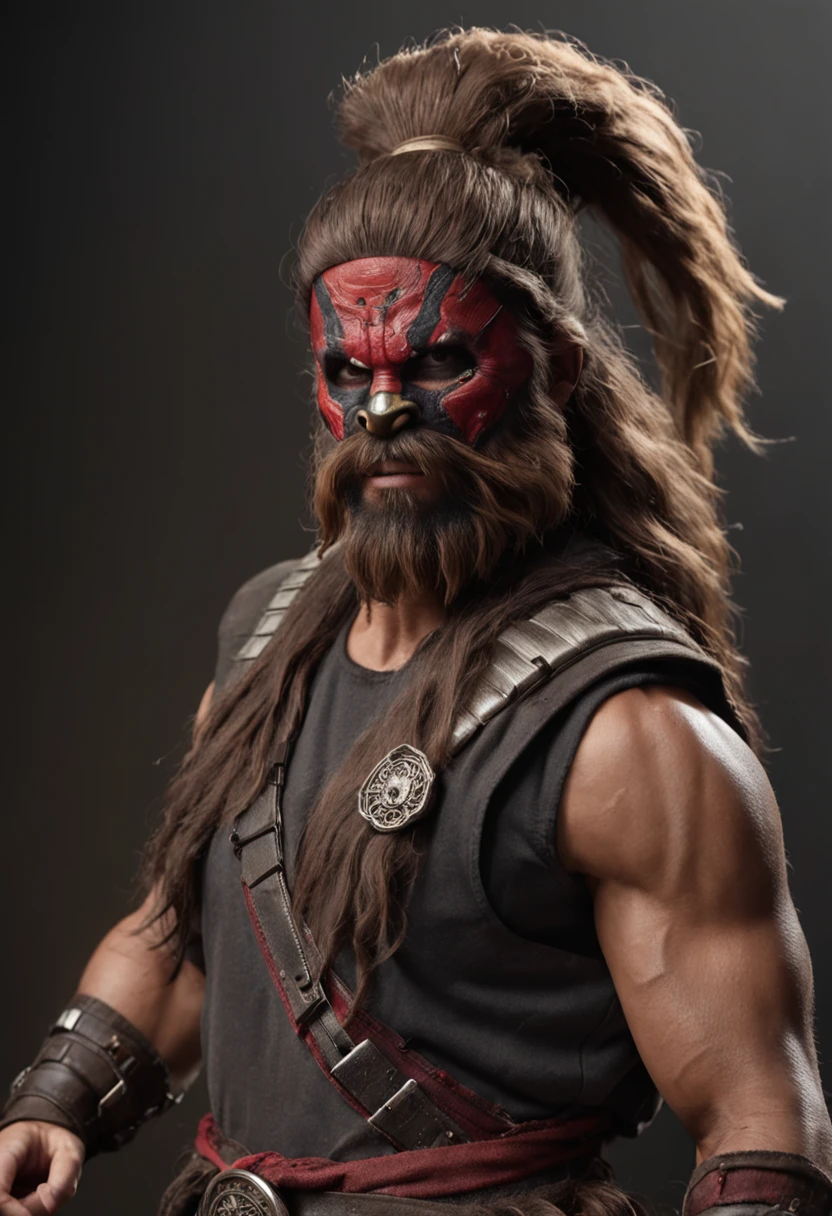 Chewbacca as mortal combat character, dressed in mortal combat clothing, (mortal combat clothing:1.5), (full body image 2)