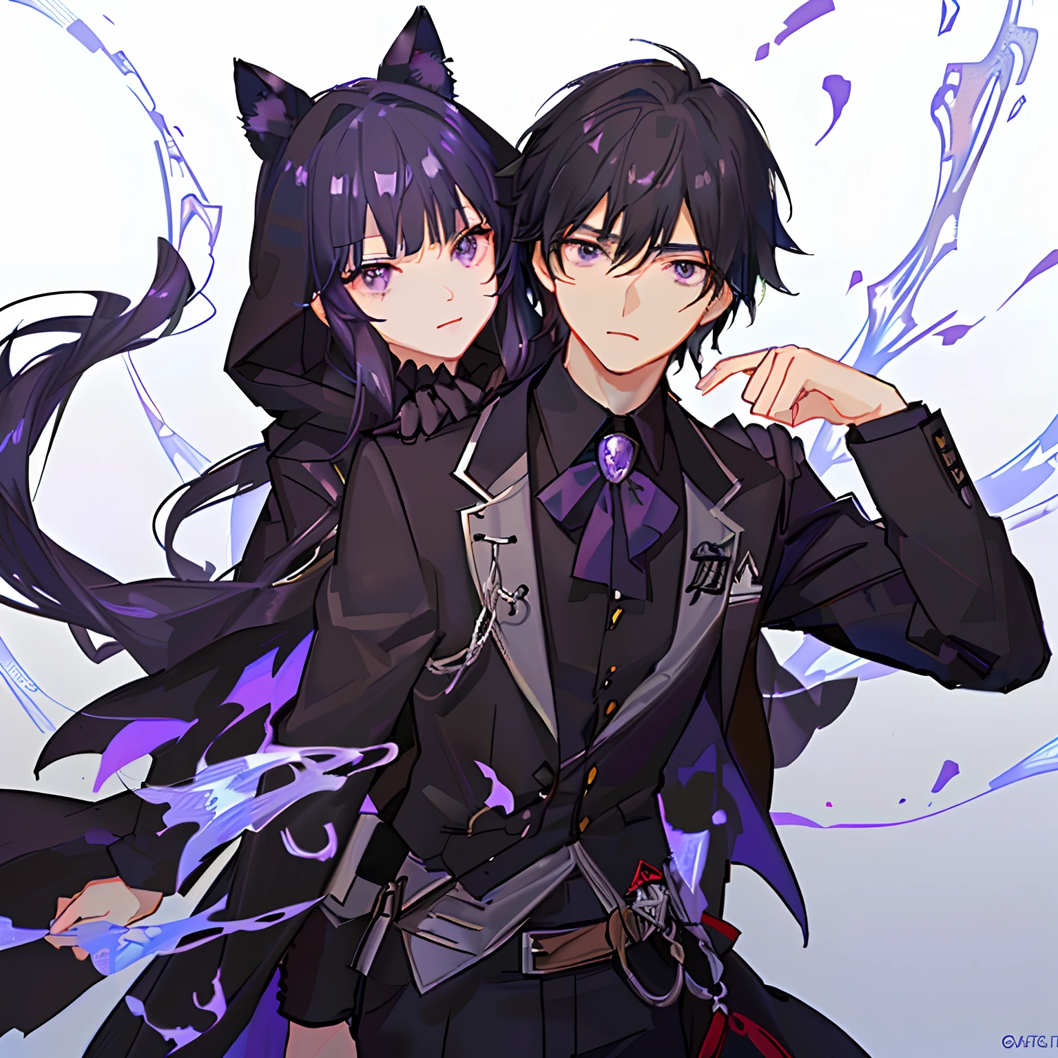 Anime characters boy Wearing a black mask with black hair and purple eyes looking at you