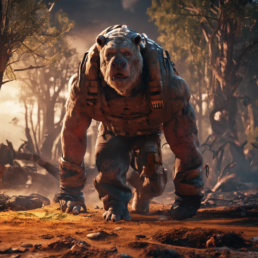Middle-aged man very strong in the leftover and full of scars high definition image and in 4k