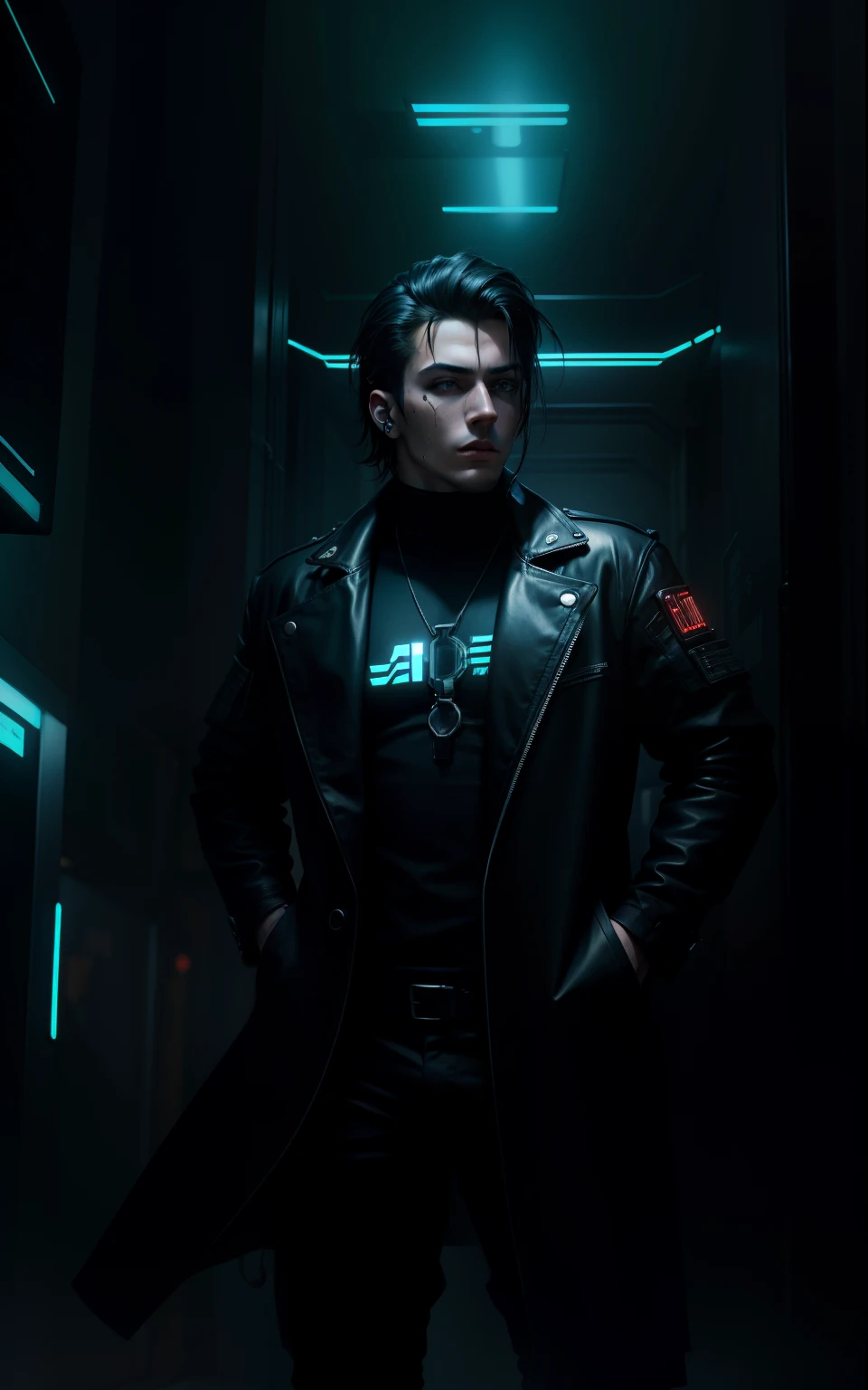 Change background, Dark asthetic background, cyberpunk, handsome boy, realistic face