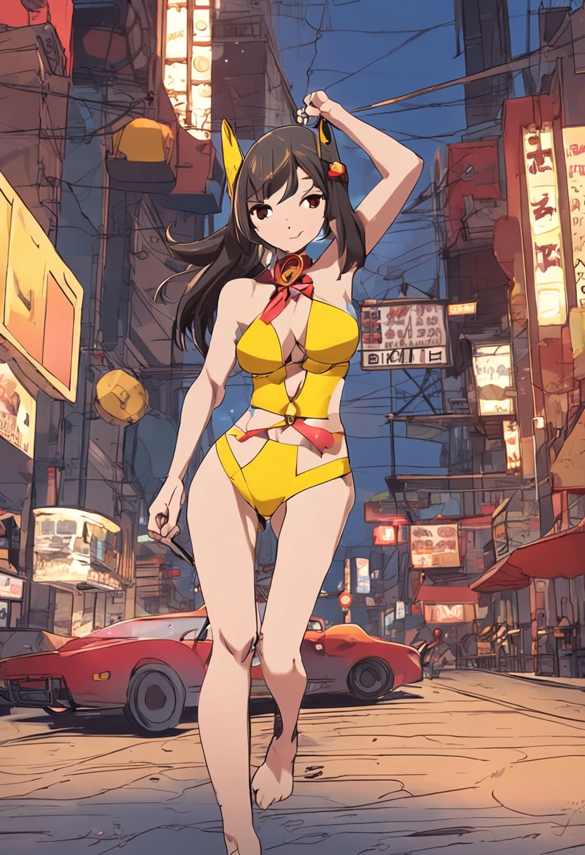 asian girl submissive, collared, in pikachu bikini