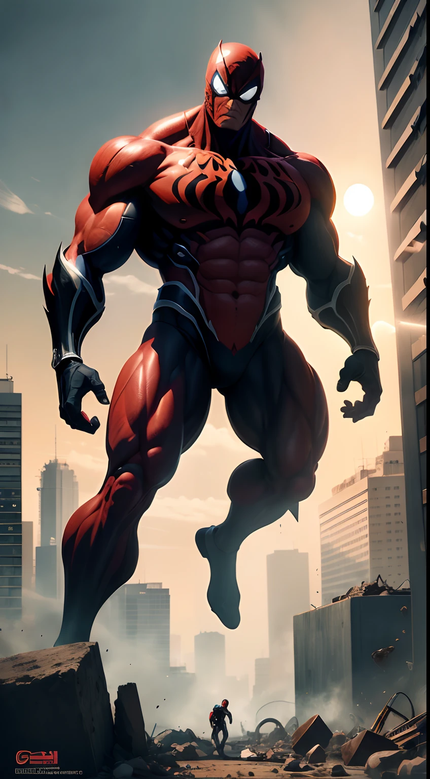 homem aranha, homem musculoso, Venon, nervoso, perfectly proportions, super qualidade/ Cartoon, obra prima, academia, demolition, 8k