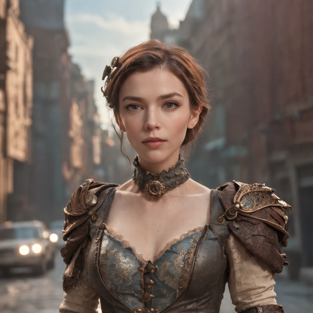 (professional 3d render:1.3) af (Realistic:1.3) most beautiful artwork photo in the world,Features soft and A steampunk inventor time traveler with a mechanical parrot on her shoulder, scarlett johansson, full body view, seeing camera,standning urban steam punker city, rendered in the antique painting style of Tim Cantor.
Oil painting on canvas, intricate, detailed face features, sharp eyes, soft skin, tapestry, photorealistic, hyper detailed, delicate detail, ultra realistic, high definition, Split Lighting, cinematic postprocessing, very beautiful, glamorous, bewitching, marvelous, fabulous, unique, eye-catching, heavenly, gorgeous, seraphic, detailed face, delightful, radiant, adorable, very pretty, ((masterpiece, best quality, award-winning)). wlop ilya kuvshinov, and greg rutkowski and alphonse mucha gracias, (Global illumination, Studio light, volumettic light), heavy rain, particles floating, lotr, fantasy, elf, full bodyesbian, ((Dark and ancient city background:1.3)),CGSesociety,art stations