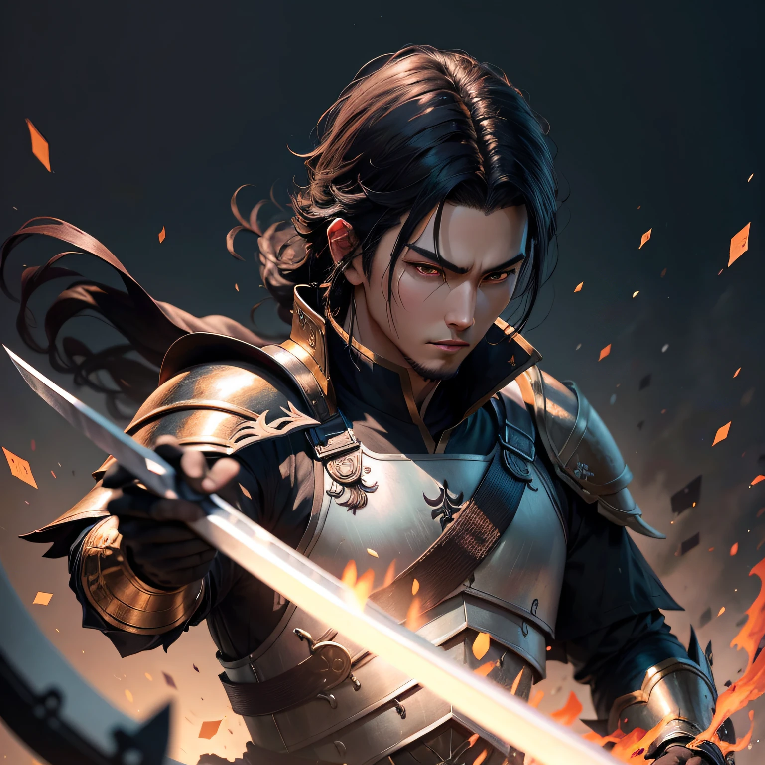 Allafed black-haired boy in Japan armor with sword and sword, Handsome black-haired boy in Demon Slayer art, chengwei pan on artstation, 2. 5 d cgi anime fantasy artwork, by Yang J, beautiful character painting, artwork in the style of guweiz, G Liulian art style, epic exquisite character art, Stunning character art, fanart best artstation,1人 --auto