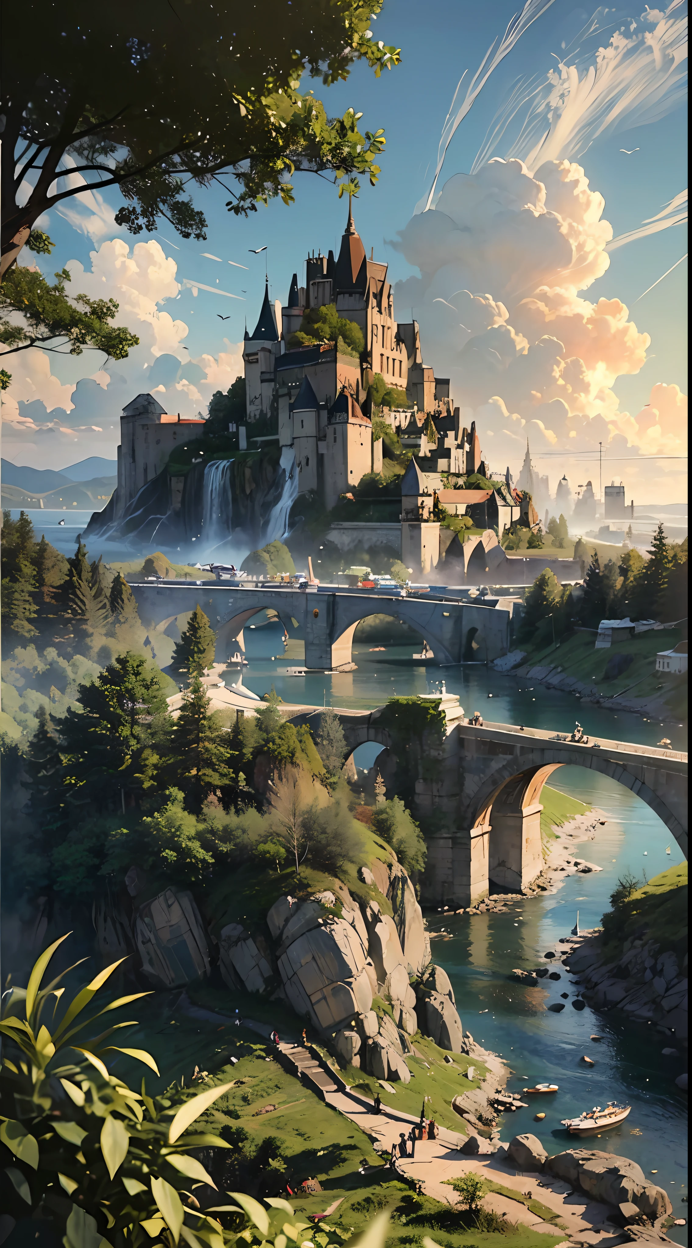 8K.Best quality at best,tmasterpiece,k hd,Super rich detail,the detail,Detailed pubic hair,Landscape painting,eventide,landscape