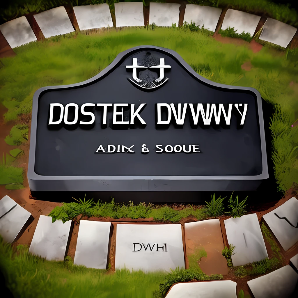 Tombstone with writing ENIMY DONW, e-Sport, logotipo