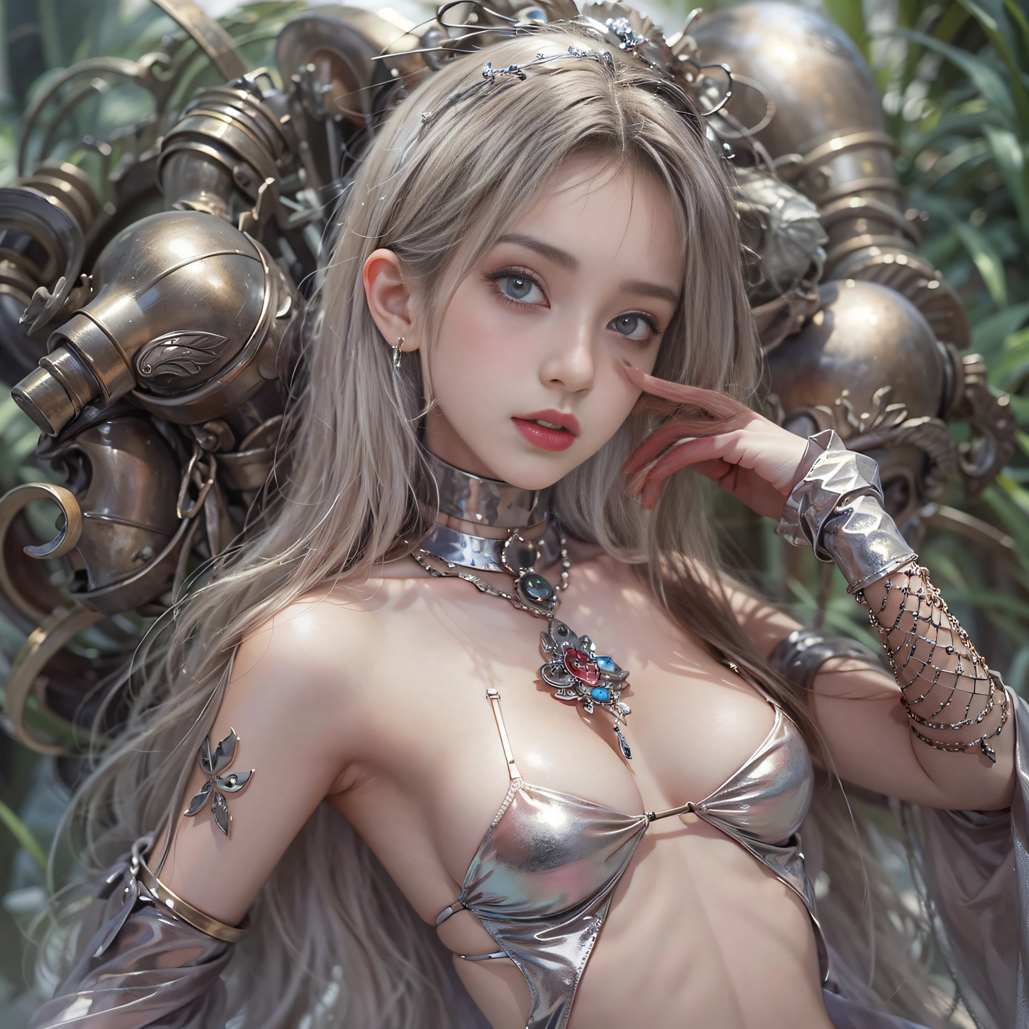 ((​masterpiece:1.4)、(top-quality:1.4)、(reallistic:1.7))、a beauty girl、Super sexy daughter、Super beautiful girl、1girl in、Glossy luxury latex、Luxury Latex Bodysuit、By Luis Royo、age19、Super Ultra Ultra Bikini、beautiful countenance、kawaii faces、Beautiful udder、Beautiful ass、A detailed eye、beautidful eyes、Raw photo、red-lips、Red high heels、a choker、a necklace、耳Nipple Ring、