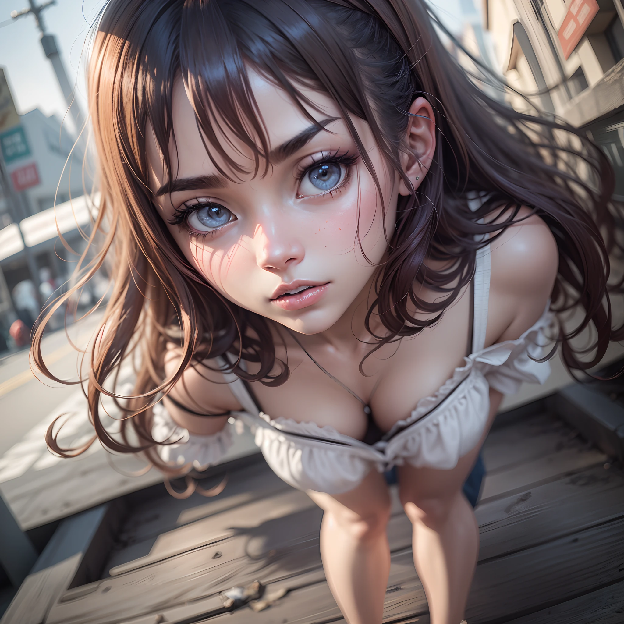 movie,  cinema movie, character design, Perfect face,,  Messy hair, a girl, 20 s,  aramaki style scenery, backlight aura, 8k, beautiful, trending in arts season, highly detailed, pretty, anime style, manga style, young, White skin, inoue takehiko, perfect eyes, pretty finger, long pretty legs, pretty body, pretty nose, character design, perfect eyes, perfect face, expressive eyes, looking at viewer, expressive style,  center image, (focus on face), official artwork, wallpaper 8k CG unit extremely detailed wall, perfect lighting, colorful, Bright_F ront_face_Lighting, (masterpiece: 1.0), (best quality: 1.0) ), ultra high resolution, 4K, ultra detailed, photography, 8K, HDR, high resolution, nonsense: 1.2, Kodak portra 400, film grain fear, chaos, tragedy  - full body --auto --s2