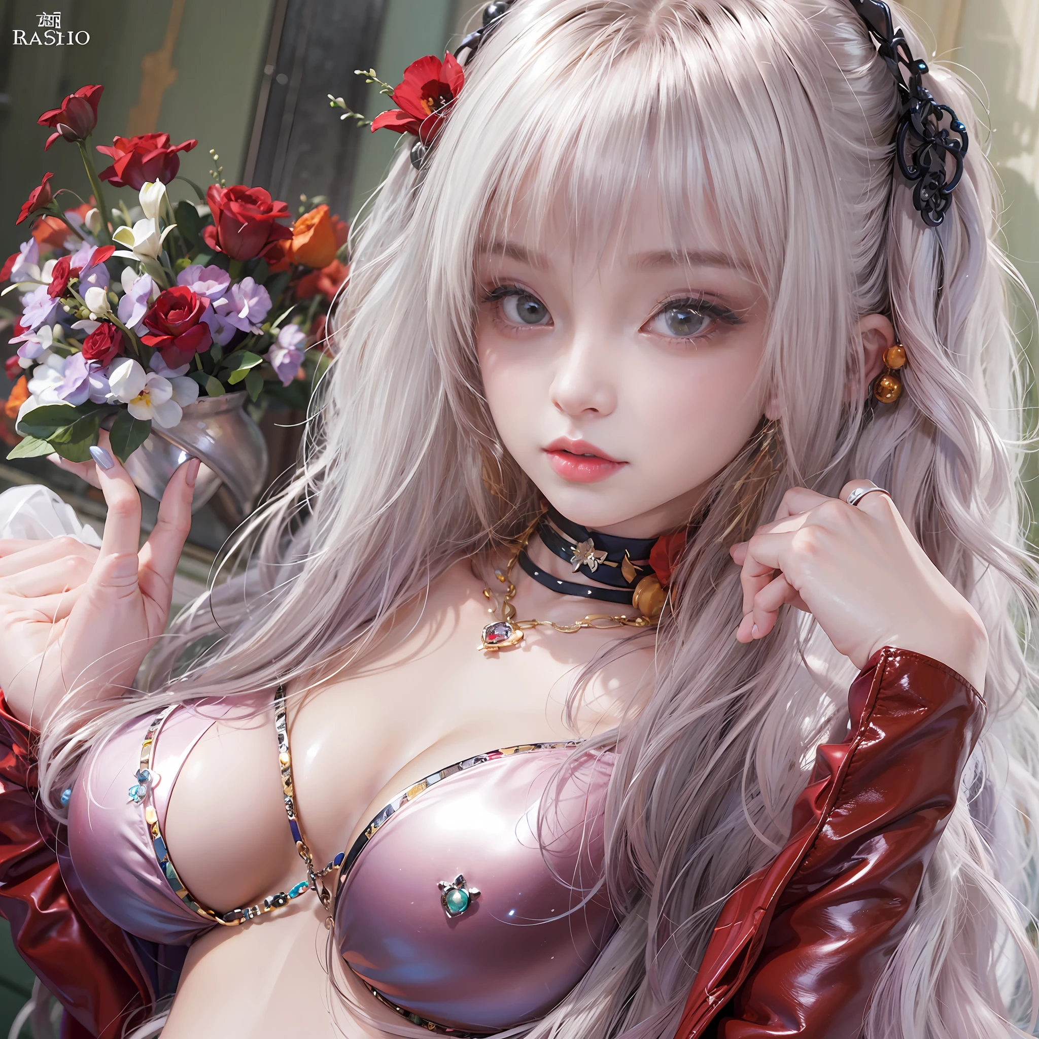 ((masterpiece:1.4)、(top-quality:1.4)、(reallistic:1.7))、a beauty girl、Super sexy daughter、Super beautiful girl、1girl in、Glossy luxury latex、Luxury Latex Bodysuit、By Luis Royo、age19、Super Ultra Ultra Bikini、beautiful countenance、kawaii faces、Beautiful udder、Beautiful ass、A detailed eye、beautidful eyes、Raw photo、red-lips、Red high heels、a choker、a necklace、耳Nipple Ring、
