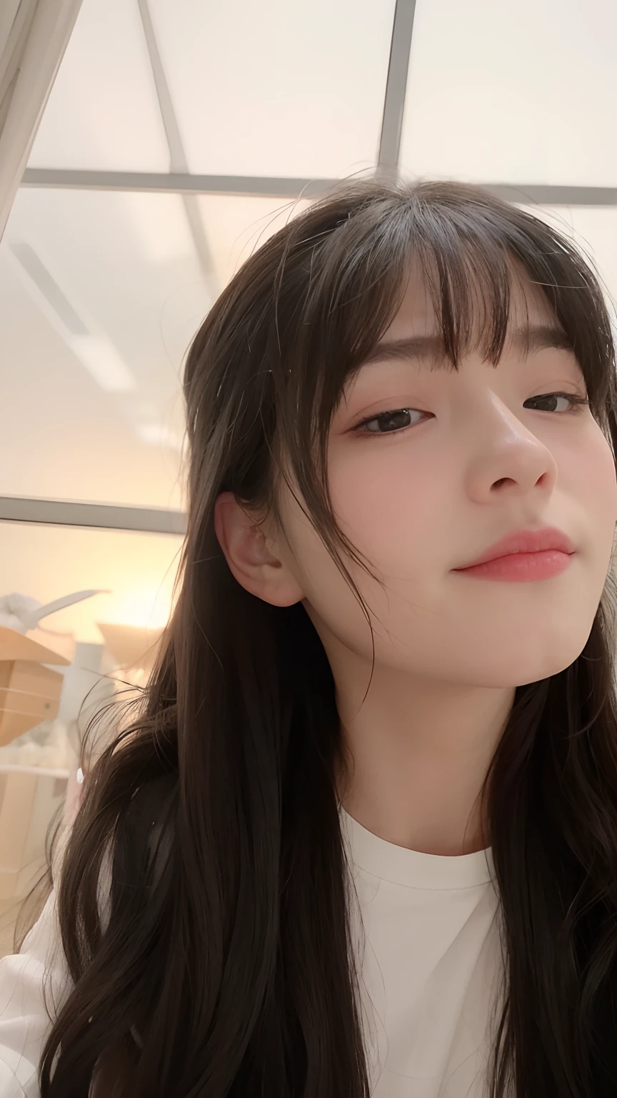 Woman with long hair and white shirt, dilraba dilmurat, young lovely Korean faces, 8k selfie photograph, girl cute-fine face, with cute - fine - face, young cute wan asian face, ulzzangs, wan adorable korean face, soft eyes and narrow chin, Cute natural anime face, beautiful aesthetic face