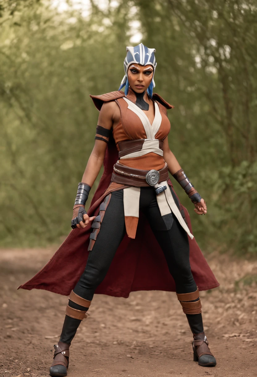 Ahsoka Tano as mortal combat character, dressed in mortal combat clothing, (mortal combat clothing:1.5), (full body image 2)