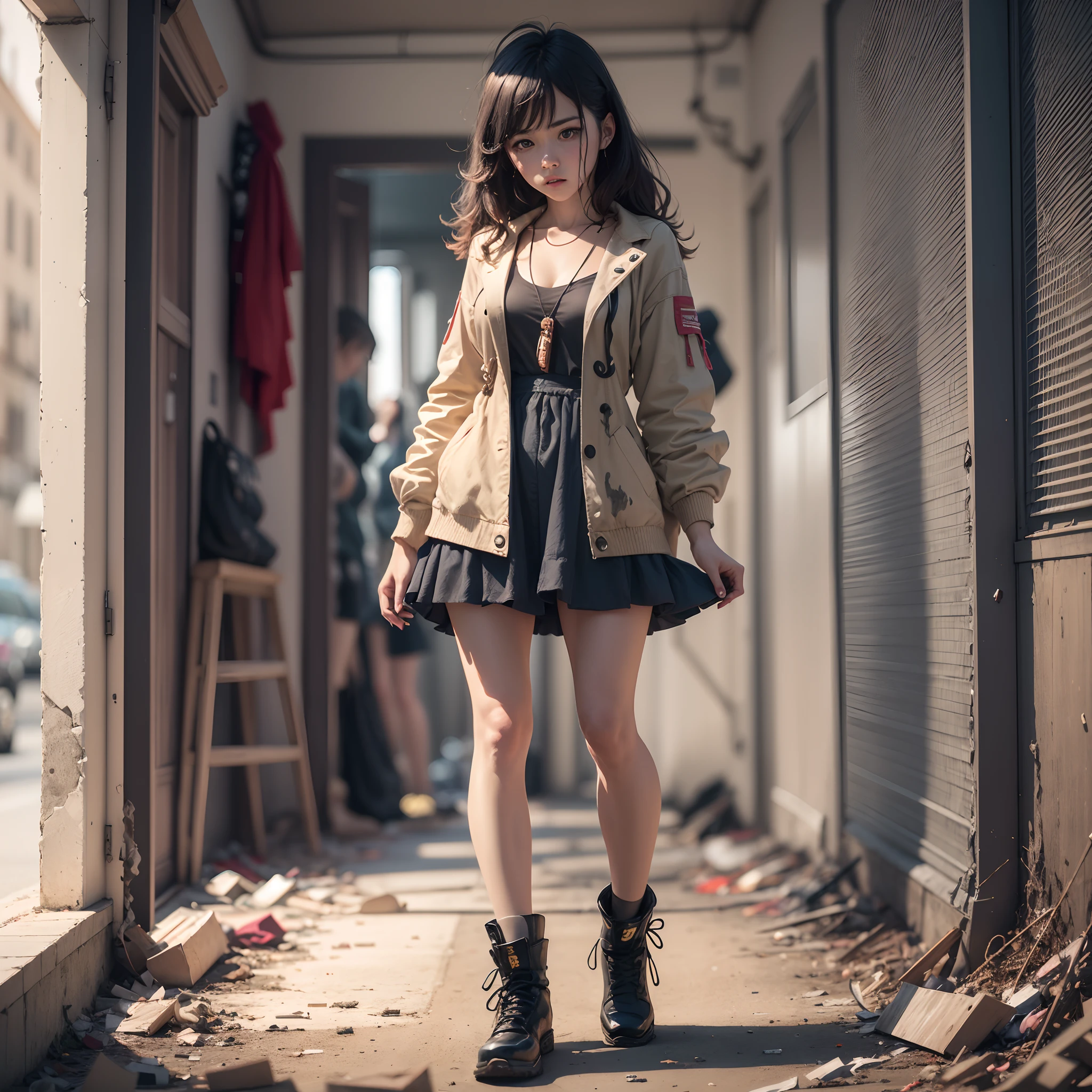 (((fear, chaos, tragedy))) Messy hair, a girl, 20 s, wallpaper 8k CG unit extremely detailed wall, perfect lighting, colorful, Bright_F ront_face_Lighting, (masterpiece: 1.0), (best quality: 1.0) ), ultra high resolution, 4K, ultra detailed, photography, 8K, HDR, high resolution, nonsense: 1.2, Kodak portra 400, film grain , full body --auto --s2