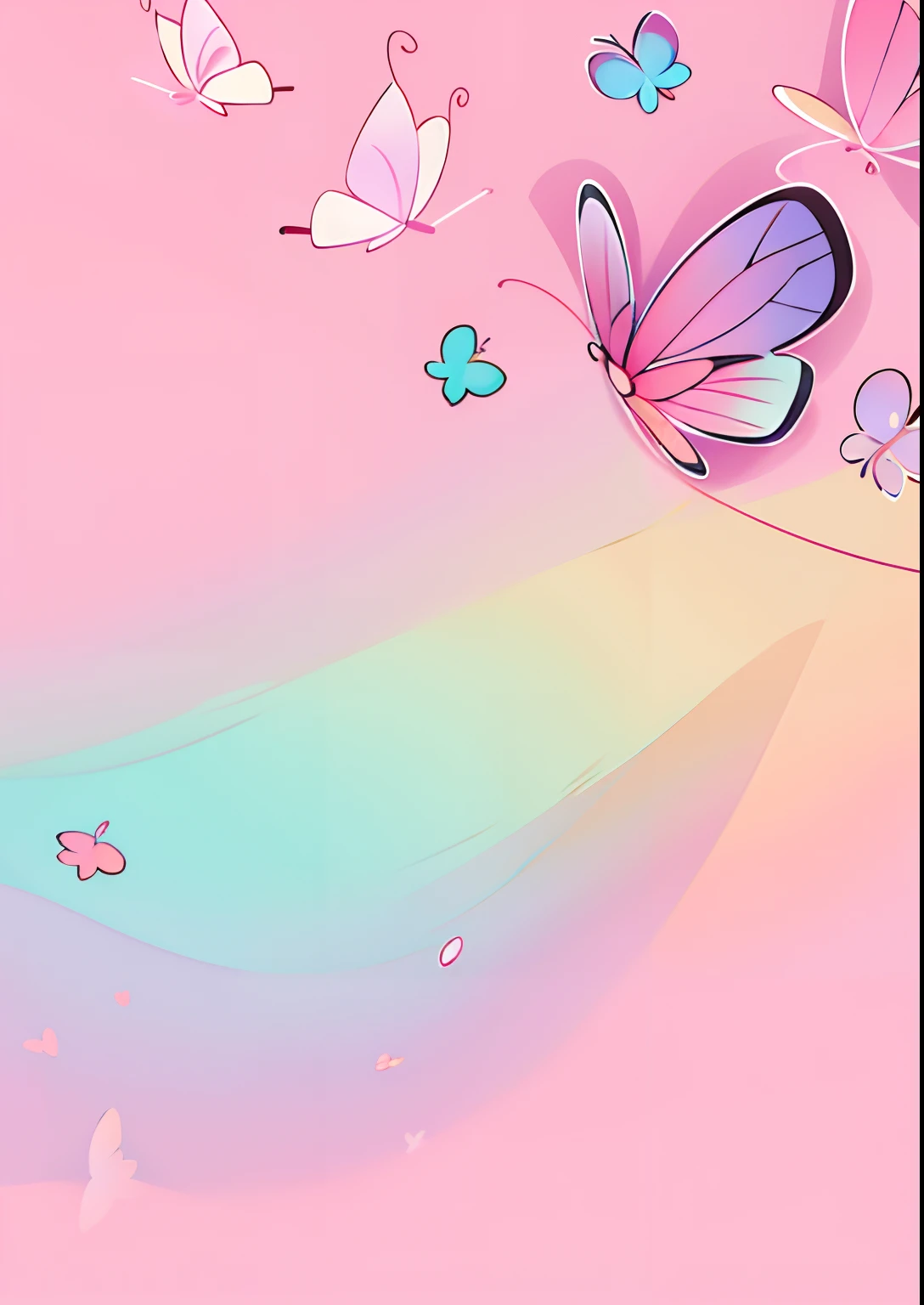 Butterflies flying in the sky with a pink background, borboletas voando, sem texto, Borboletas, arte de fundo, butterflies floating in the sky, background is pink, borboleta, fundo cor-de-rosa, pink petals fly, fundo simples todo rosa, aesthetic cute with flutter, pastel background, fundo pastel, fundo do telefone, fundo do iphone, fundo vazio, fundo minimalista, fundo colorido, imagem de fundo, wallpaper mobile