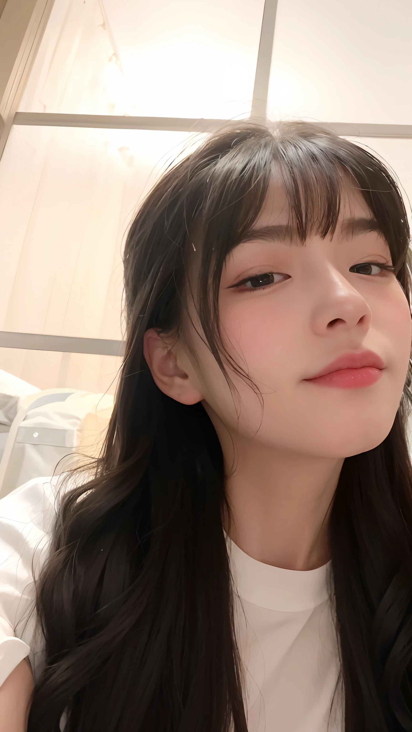 Woman with long hair and white shirt, dilraba dilmurat, young lovely Korean faces, 8k selfie photograph, girl cute-fine face, with cute - fine - face, young cute wan asian face, ulzzangs, wan adorable korean face, soft eyes and narrow chin, Cute natural anime face, beautiful aesthetic face