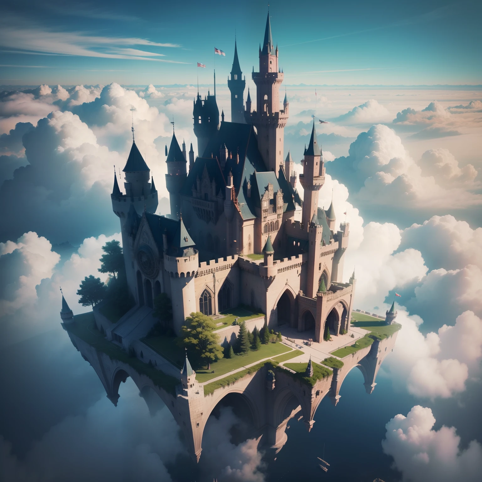 Super huge castle　dream　Fantasia　SF huge construction　top-quality　​masterpiece　Height to the sky　超A high resolution