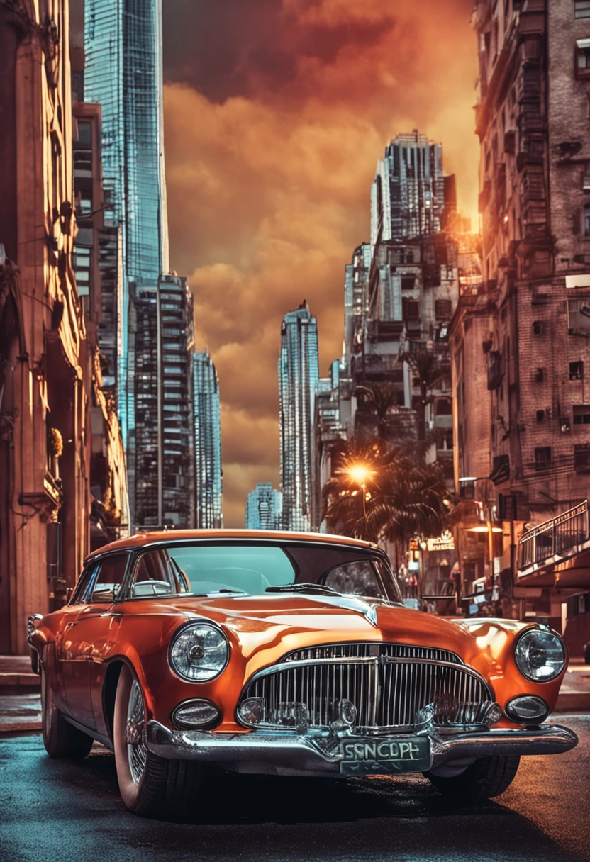 (moderno, homem elegante de terno preto, stylish glasses, carro luxuoso ao fundo, efeitos de luz sutil ao fundo)