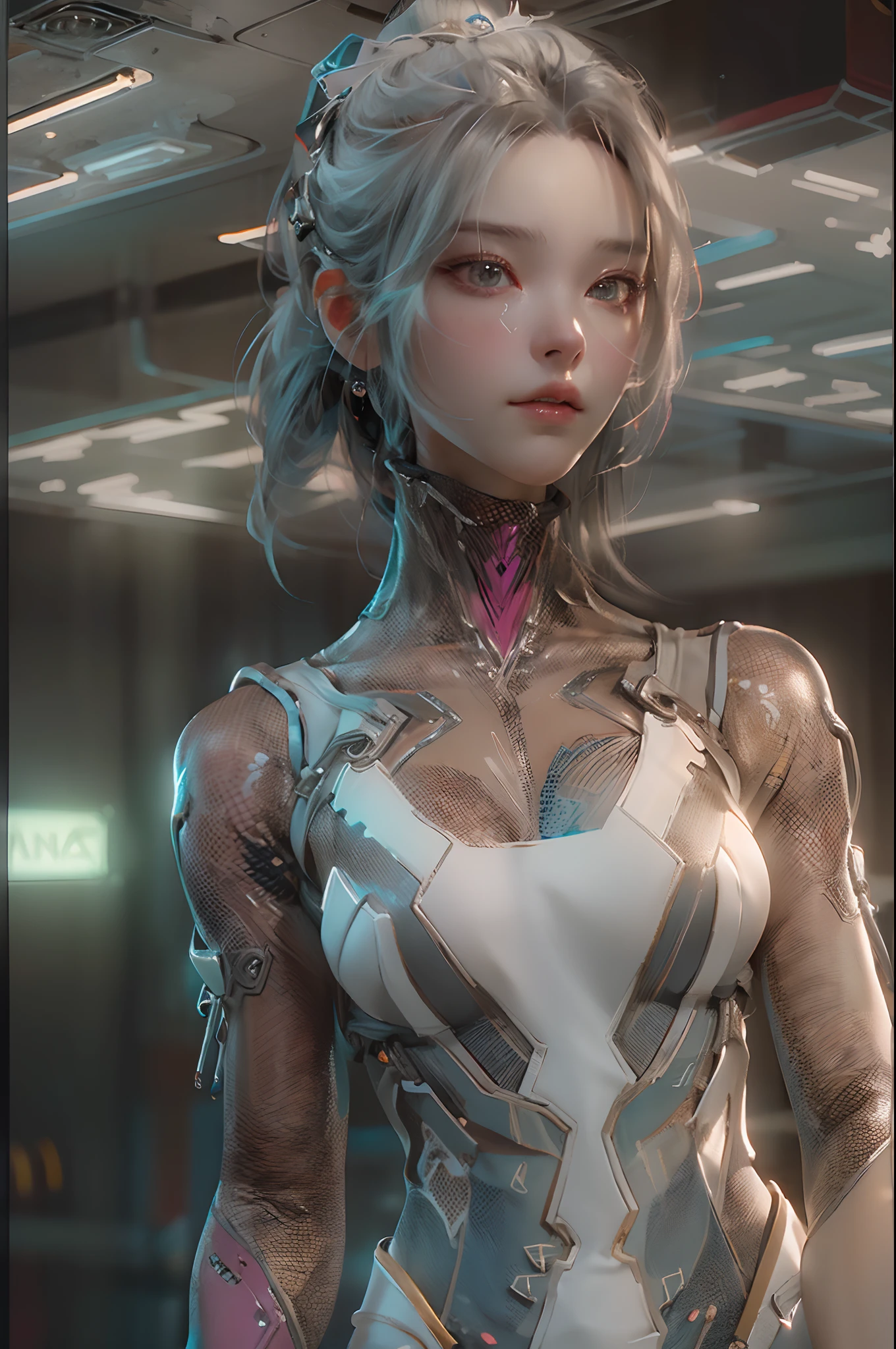 ((Best quality)), ((masterpiece)), (detailed:1.4), 3D, an image of a beautiful cyberpunk female,HDR (High Dynamic Range),Ray Tracing,NVIDIA RTX,Super-Resolution,Unreal 5,Subsurface scattering,PBR Texturing,Post-processing,Anisotropic Filtering,Depth-of-field,Maximum clarity and sharpness,Multi-layered textures,Albedo and Specular maps,Surface shading,Accurate simulation of light-material interaction,Perfect proportions,Octane Render,Two-tone lighting,Wide aperture,Low ISO,White balance,Rule of thirds,8K RAW,