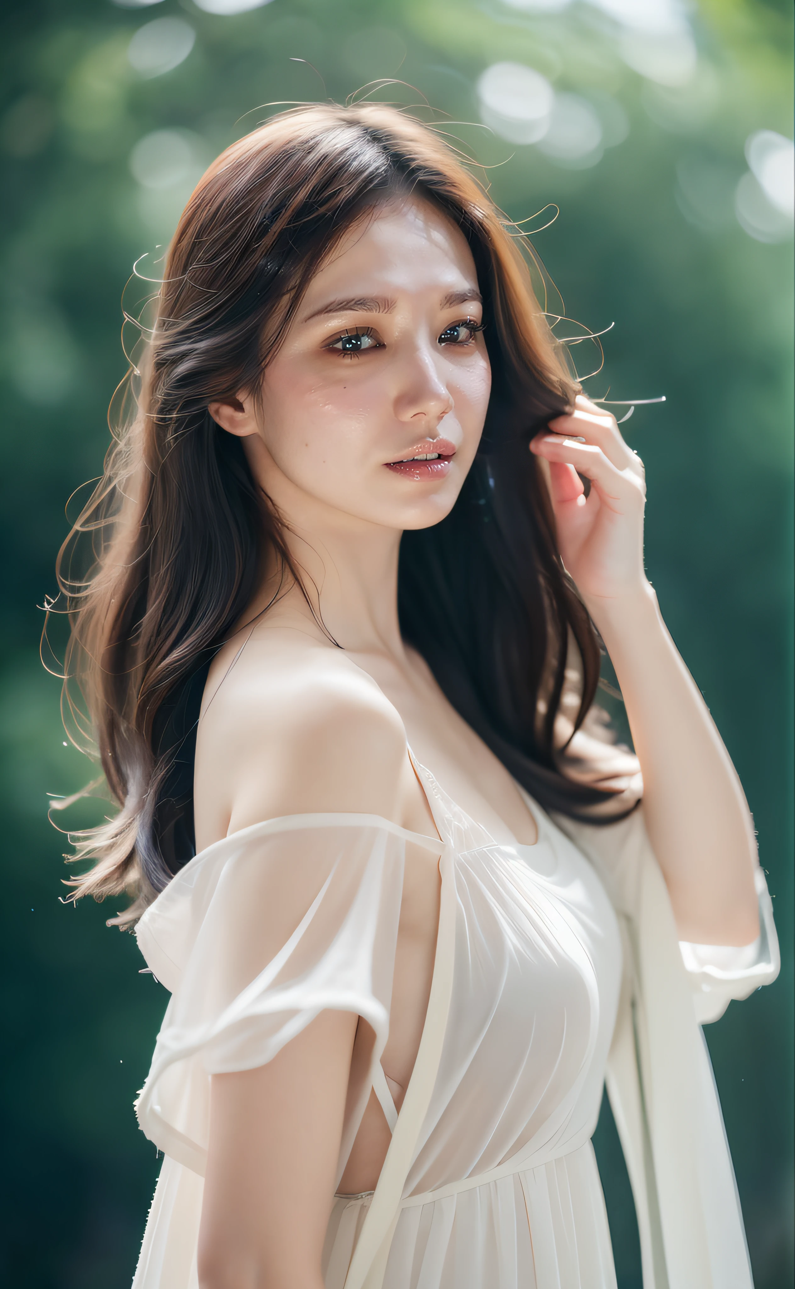 Beautiful asian girl with red lips, Her eyes shone like dreamy stars, glowing eyes, beautiful and detailed eyes, RAW photo,(high detailed skin:1), (realistic, photo-realistic:1.37), ultra high res, professional lighting , 8k uhd, dslr , high quality, film grain, Fujifilm XT3, RAW photo,, RAW photo,(high detailed skin:1), (realistic, photo-realistic:1.37), ultra high res, professional lighting , 8k uhd, dslr , high quality, film grain, Fujifilm XT3, RAW photo,