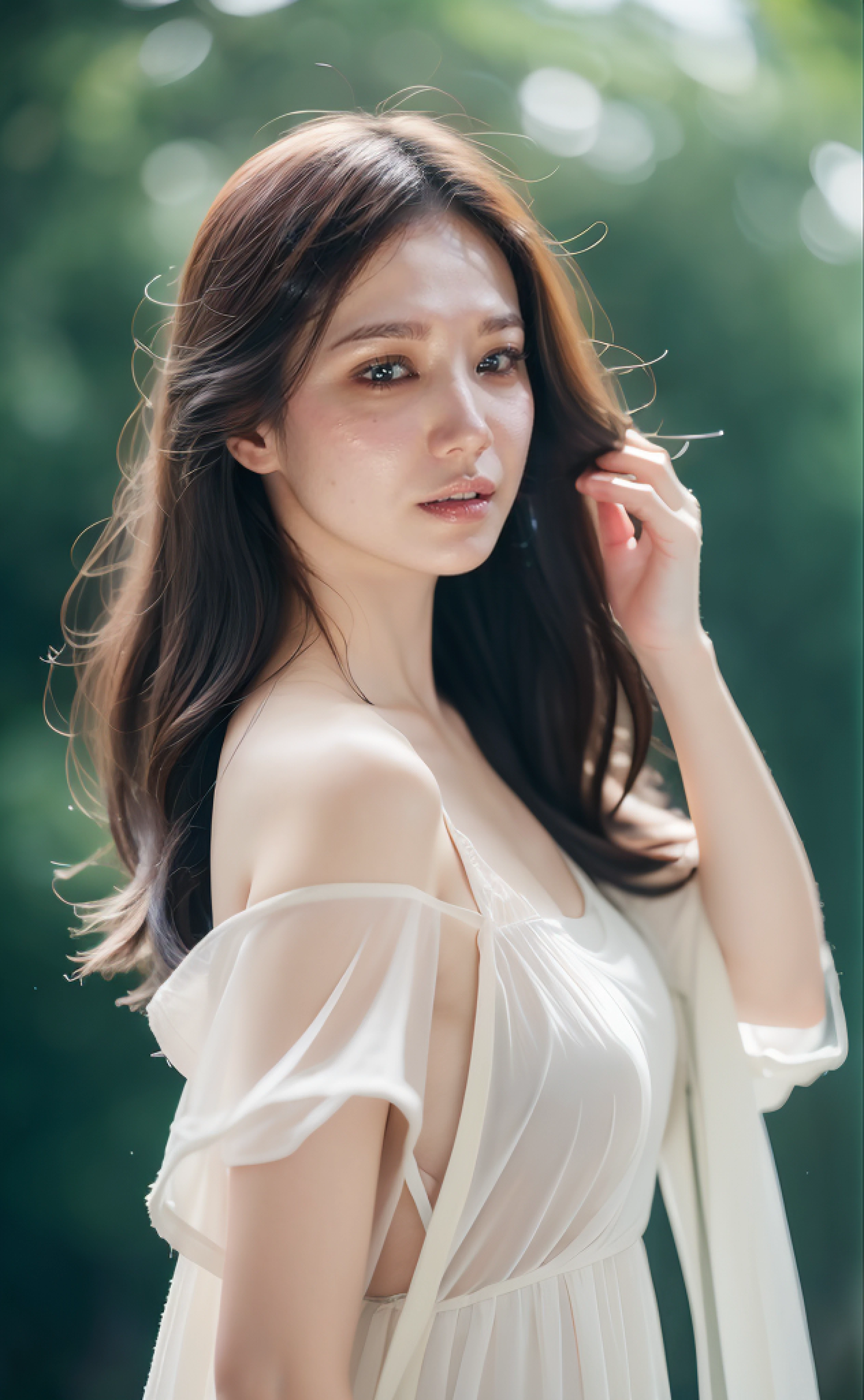 Beautiful asian girl with red lips, Her eyes shone like dreamy stars, glowing eyes, beautiful and detailed eyes, RAW photo,(high detailed skin:1), (realistic, photo-realistic:1.37), ultra high res, professional lighting , 8k uhd, dslr , high quality, film grain, Fujifilm XT3, RAW photo,, RAW photo,(high detailed skin:1), (realistic, photo-realistic:1.37), ultra high res, professional lighting , 8k uhd, dslr , high quality, film grain, Fujifilm XT3, RAW photo,
