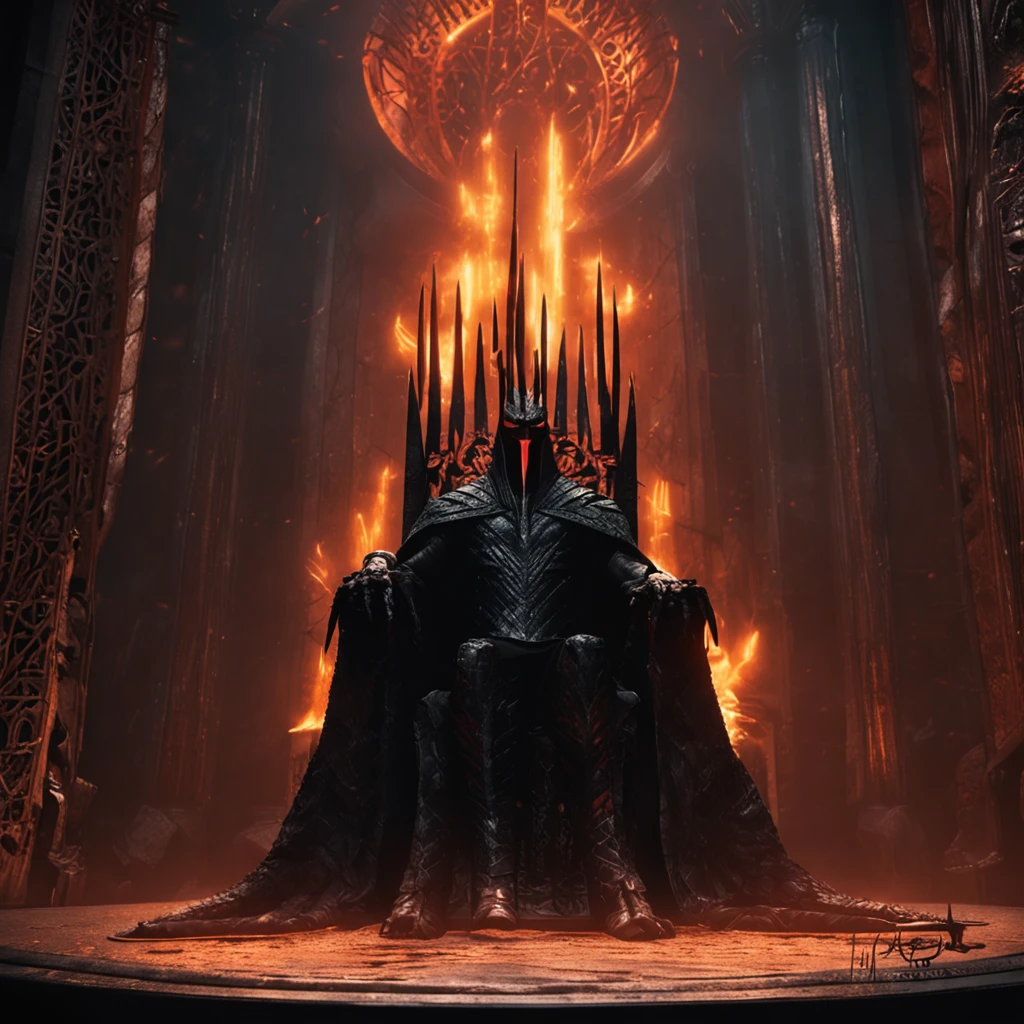 The Dark Lord Sauron on a throne of darkness