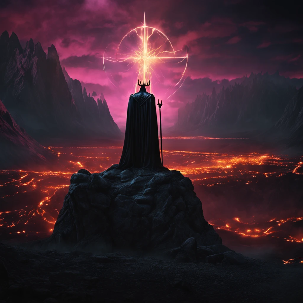 The Dark Lord Sauron on a throne of darkness