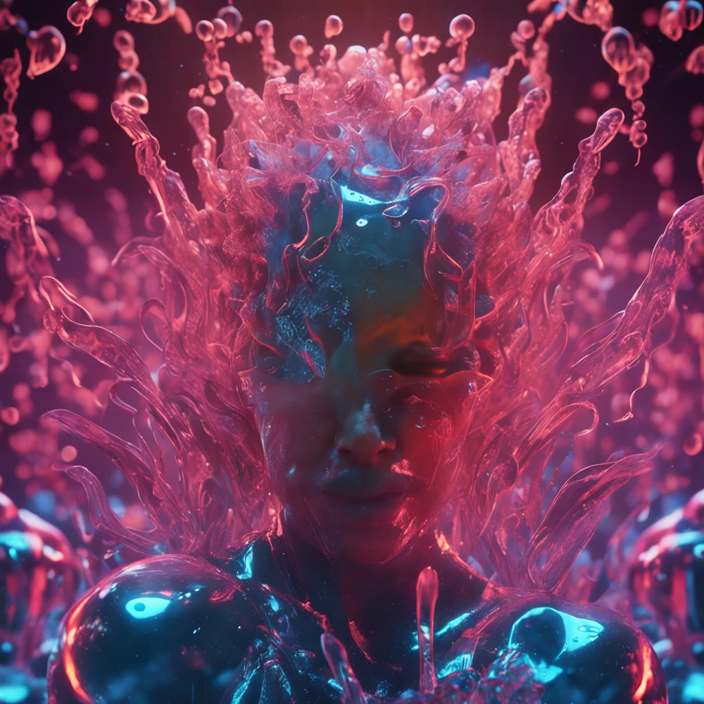 Model Shoot style, (Extremely detailed Cg Unity 8K wallpaper), A chaotic storm of intricate liquid smoke in the head, Stylized beauty full-length abstract portrait, wetted skin, Broken glass, ((bubbly underwater scenery)) Radiant light octane rendering is highly detailed
